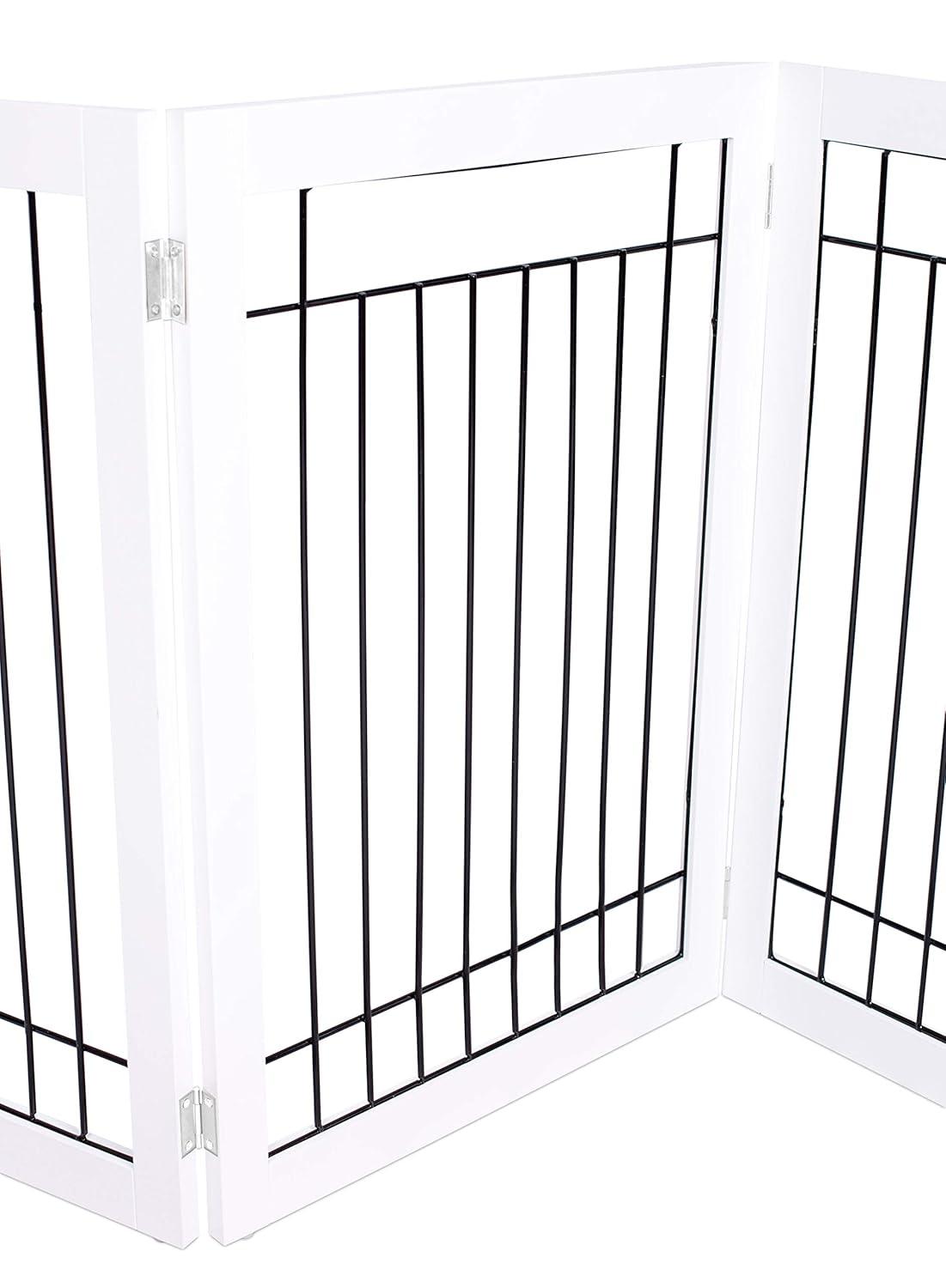 White Freestanding Solid Wood and Metal Dog Gate