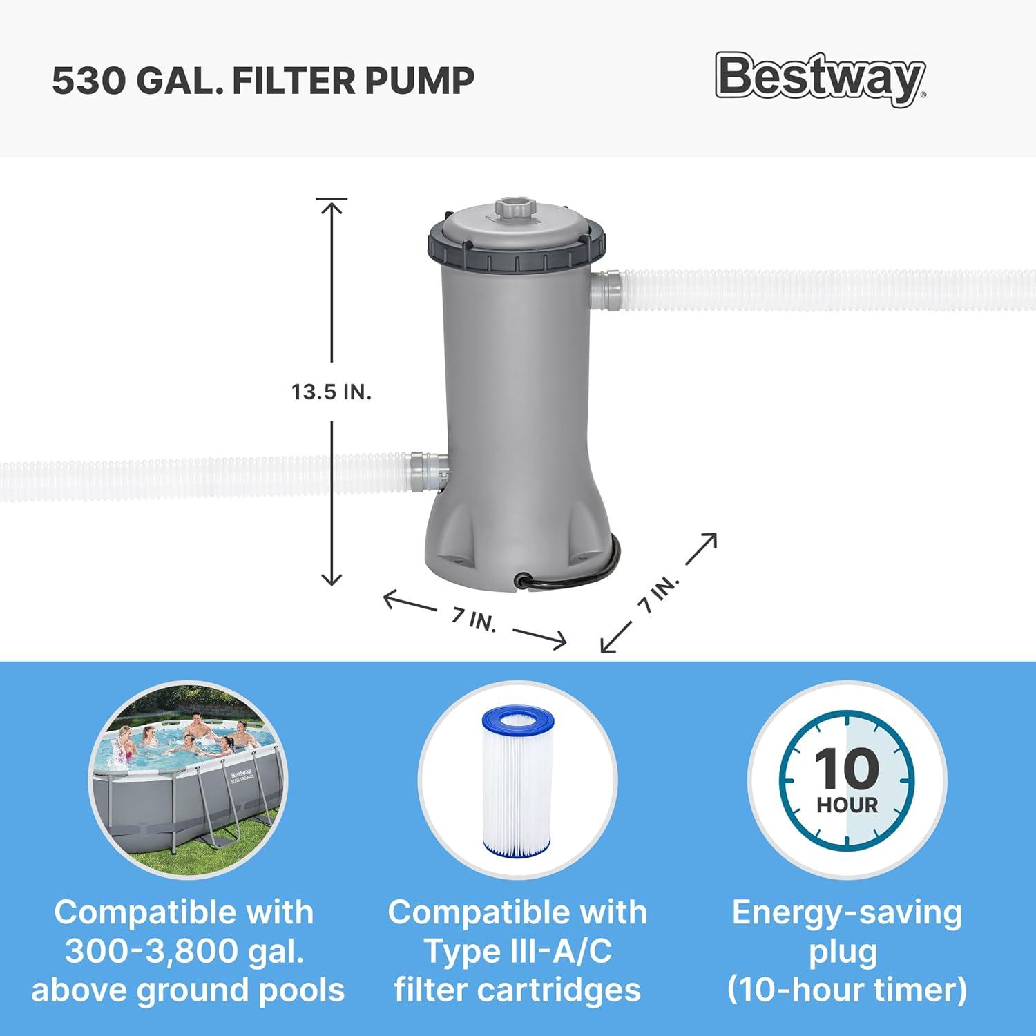 Bestway Power Steel 14' x 8'2" x 39.5" Oval Above Ground Pool Set | Includes 530gal Filter Pump, Ladder, ChemConnect Dispener
