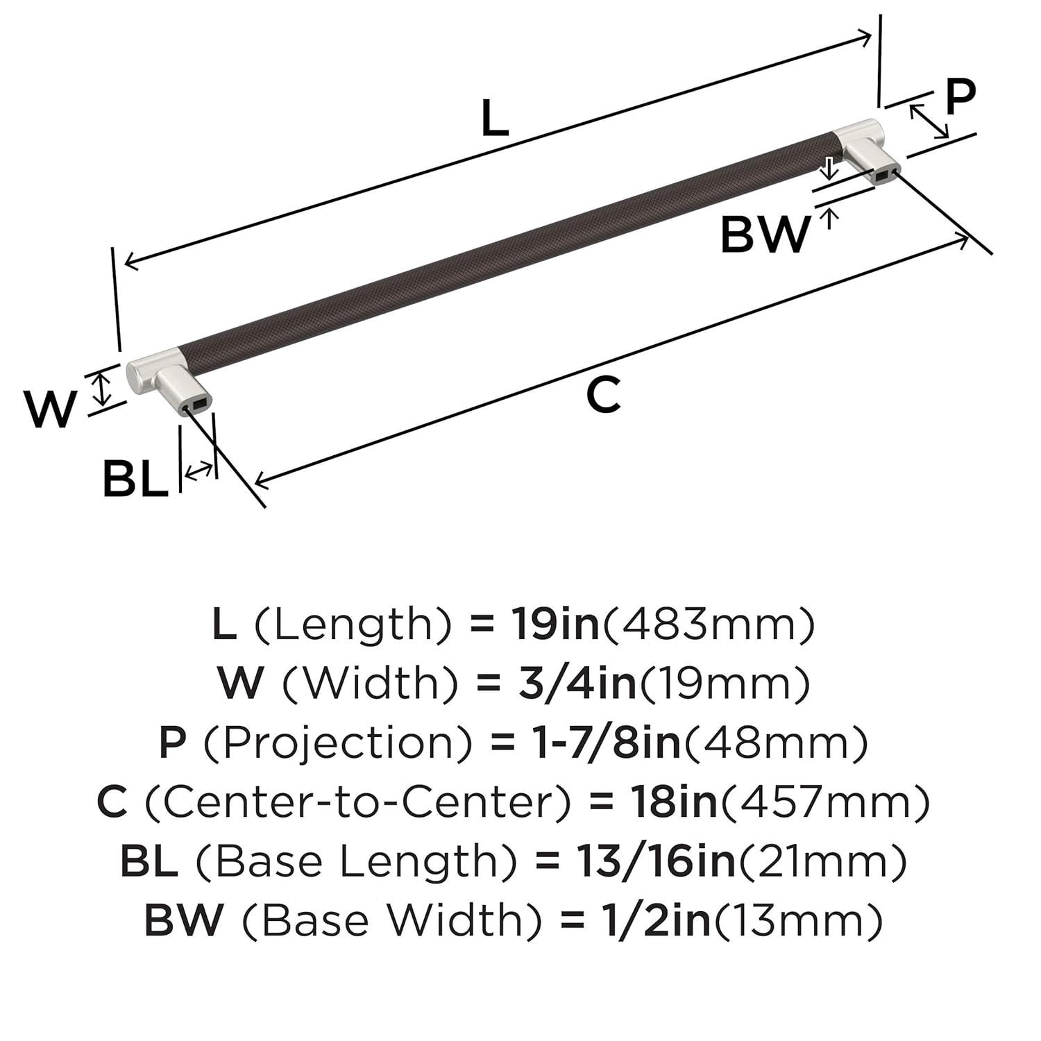 Amerock Esquire 18 inch (457mm) Center-to-Center Satin Nickel/Oil-Rubbed Bronze Appliance Pull