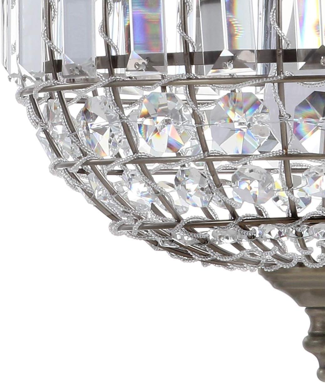 JONATHAN Y Georgina 12" Crystal/Metal LED Pendant Pendant, Antique Brass