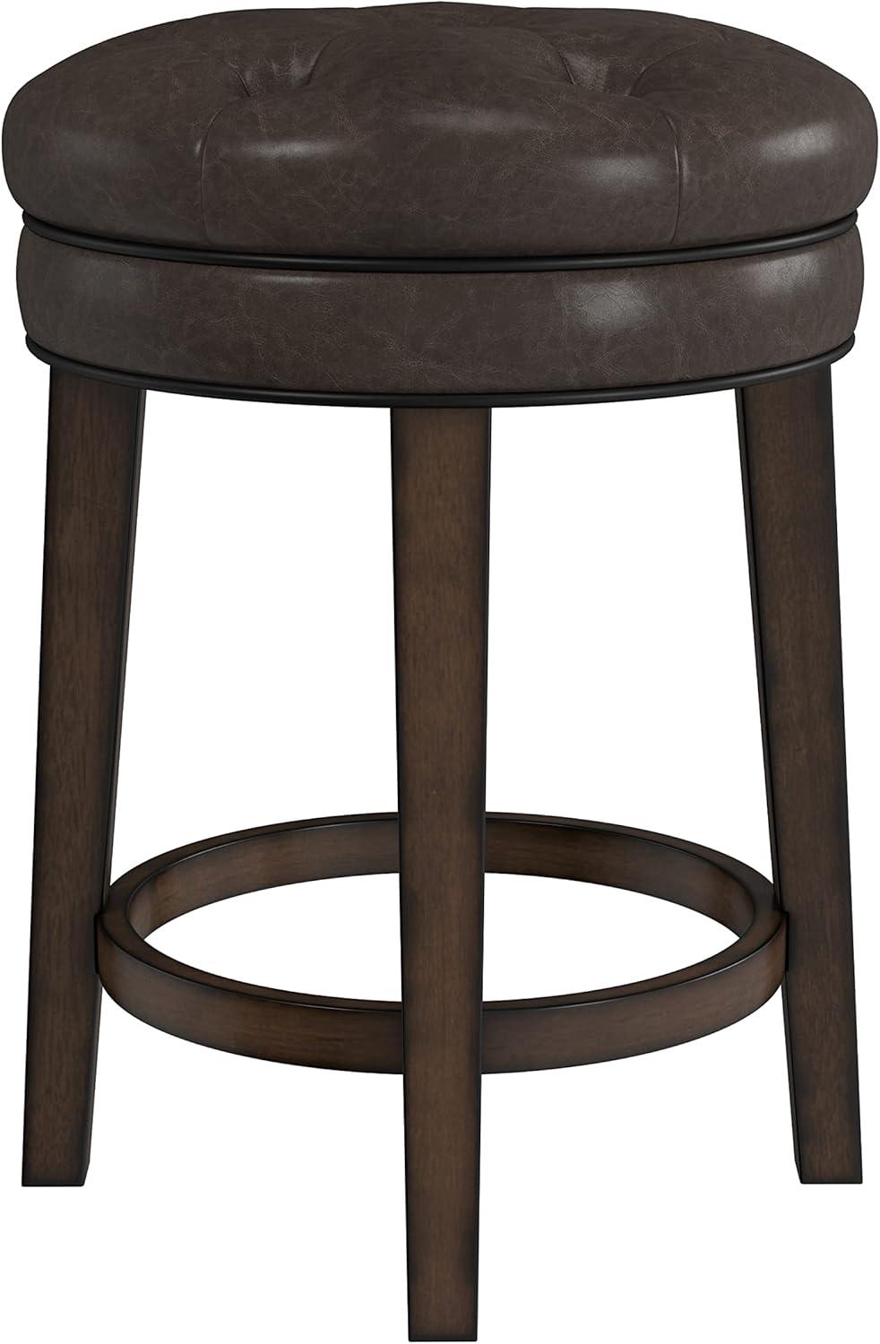 25.5" Krauss Wood Backless Swivel Counter Height Barstool Charcoal Gray - Hillsdale Furniture: Matte Finish, Rubberwood Frame