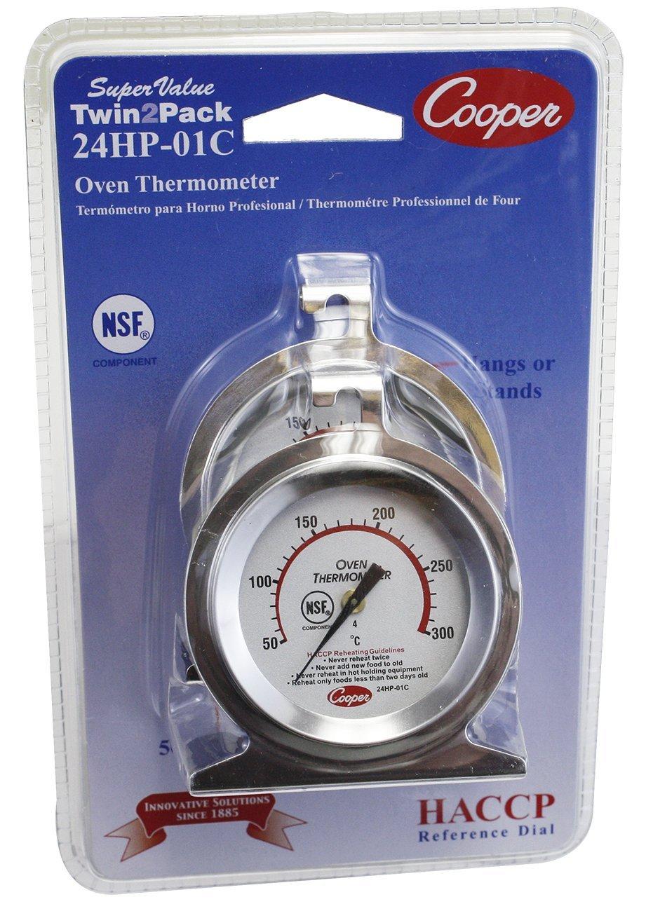 Cooper-Atkins 24HP-01C-1 Stainless Steel Bi-Metal Super Value Twin2Pack 24HP Oven Thermometers, 50 to 300 degrees C Temperature Range (Pack of 2)