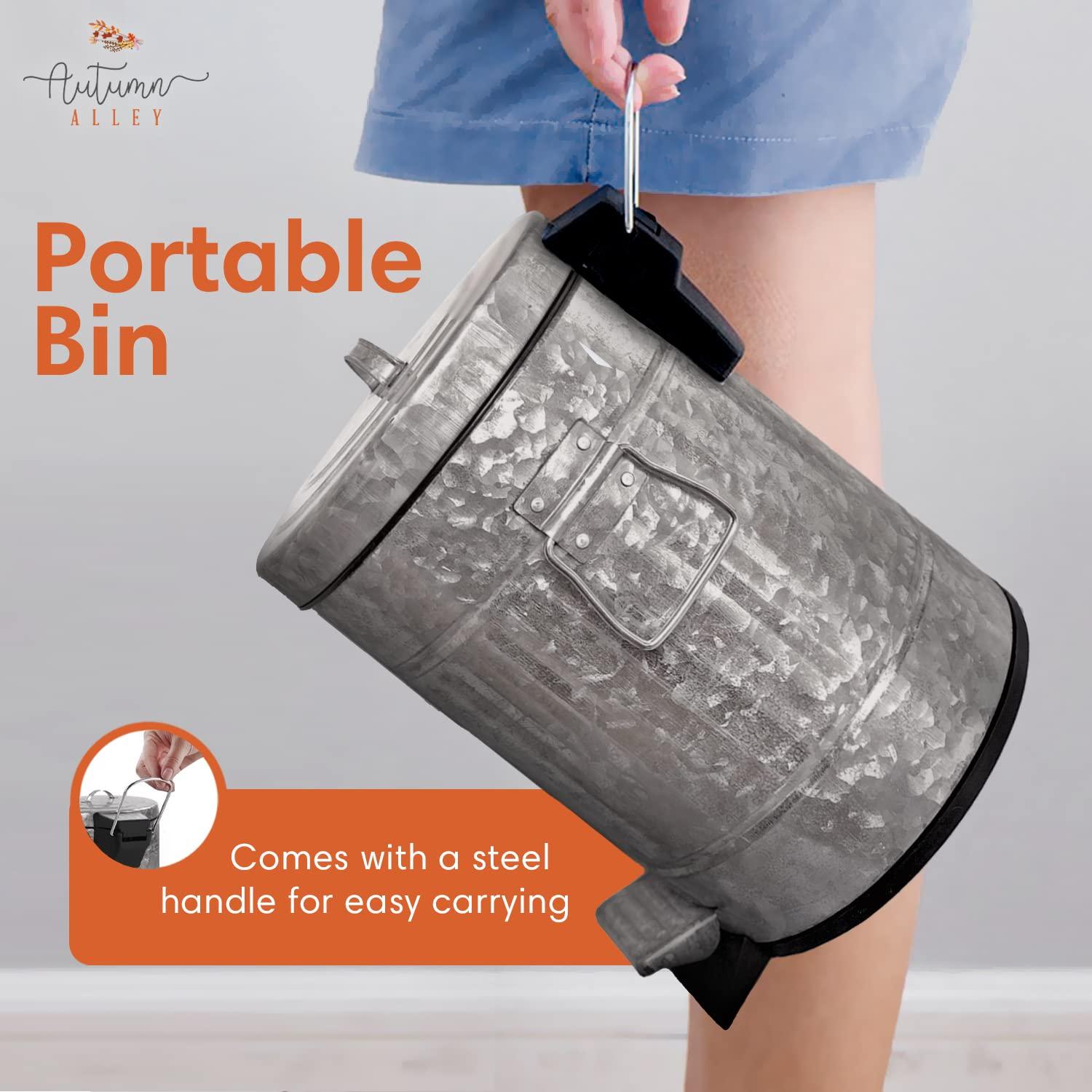 Autumn Alley Galvanized Metal Farmhouse Pedal Garbage Can - Modern Farmhouse Bathroom Accessories