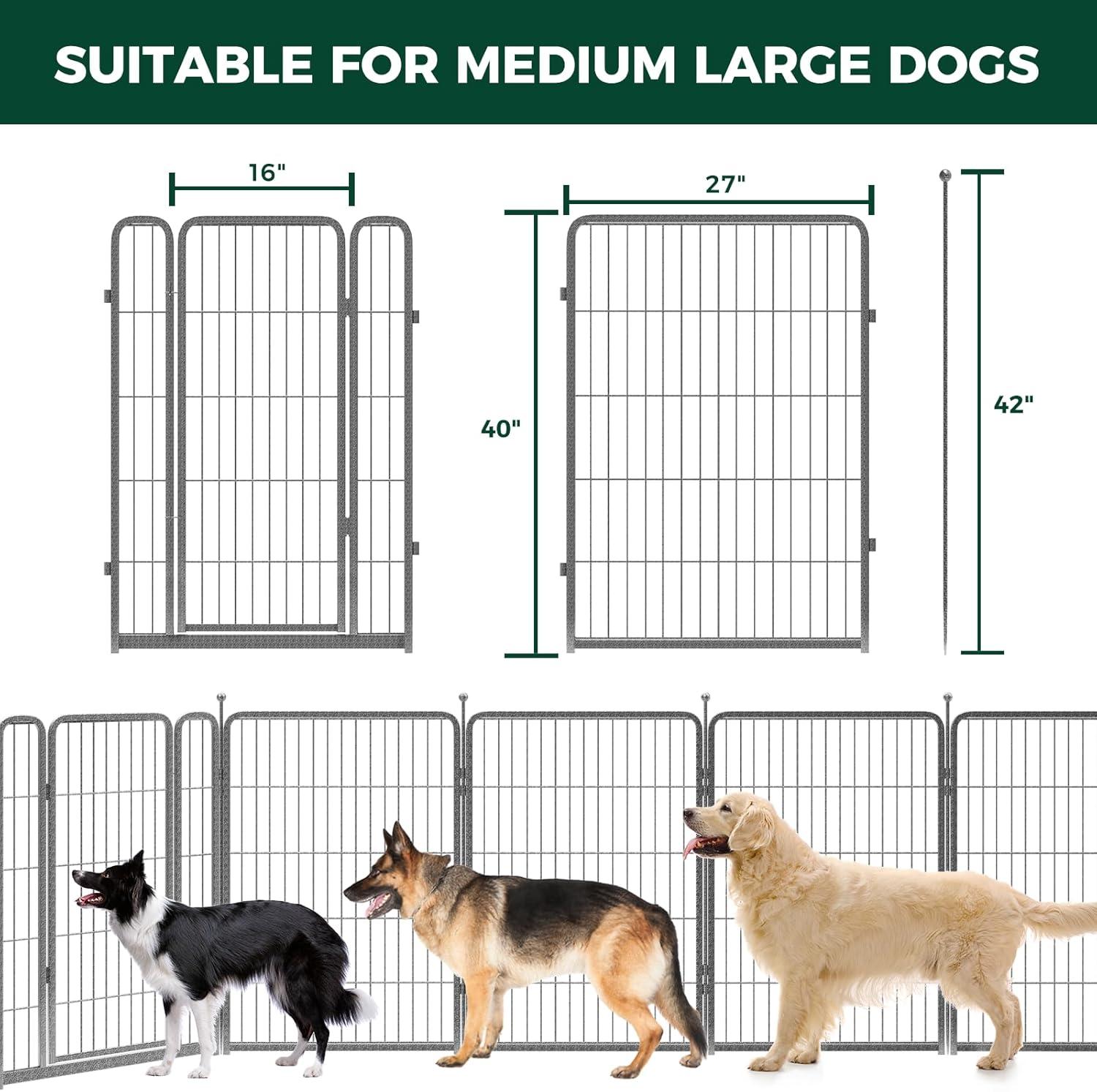 Silver Metal 8-Panel Outdoor Dog Playpen