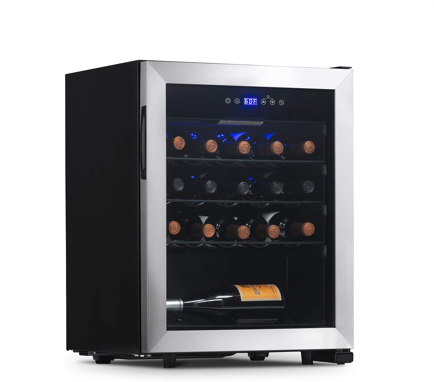 Newair 23 Bottle Single Zone Freestanding Wine Cooler in Stainless Steel