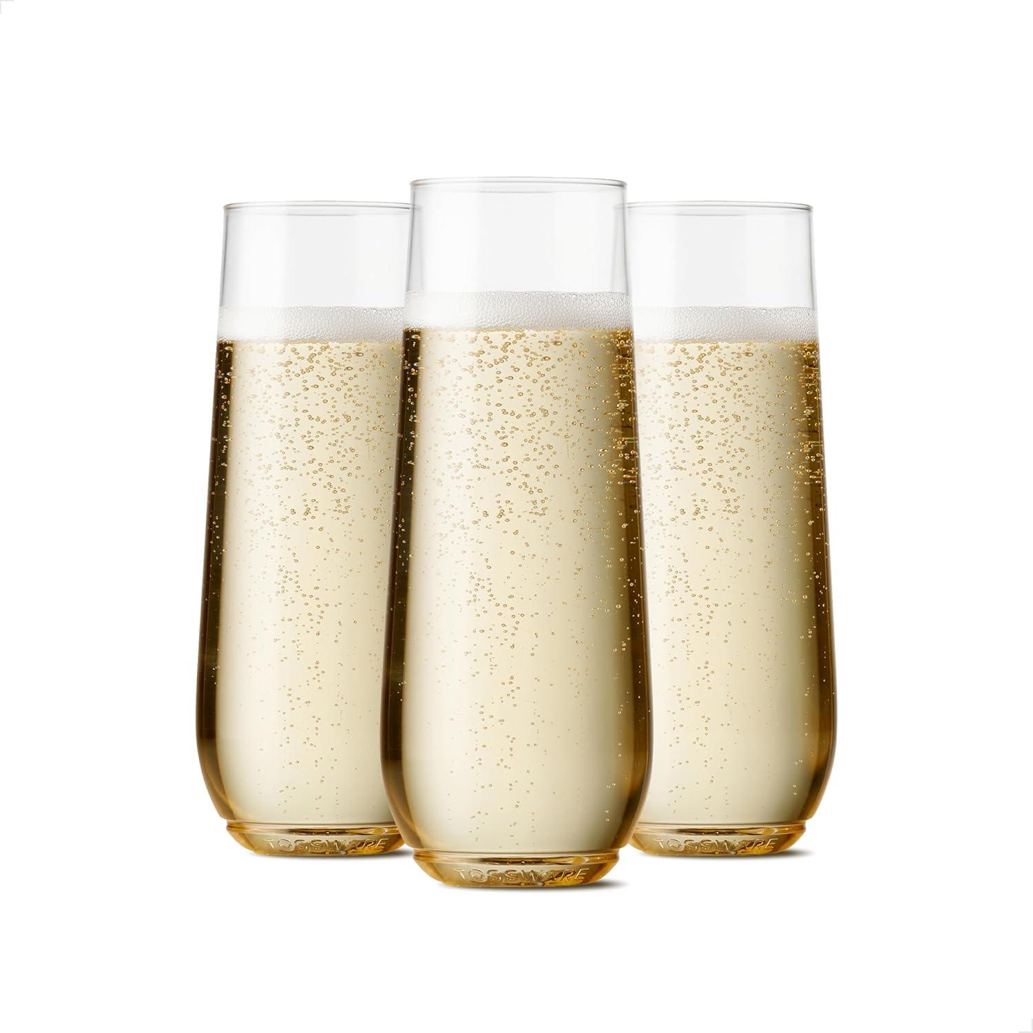 TOSSWARE Clear Plastic 9oz Flute Champagne Glass, Set of 48
