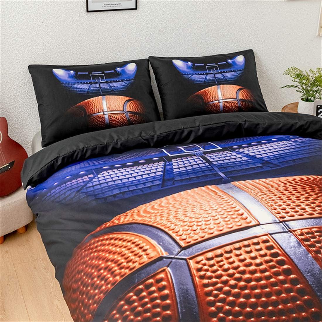 Basketball Bedding Set Basketball Comforter Set Sports Kids Bedding Set Bed in a Bag for Boys Girls 1 Duvet Cover 2 Pillowcases, NO Comforter