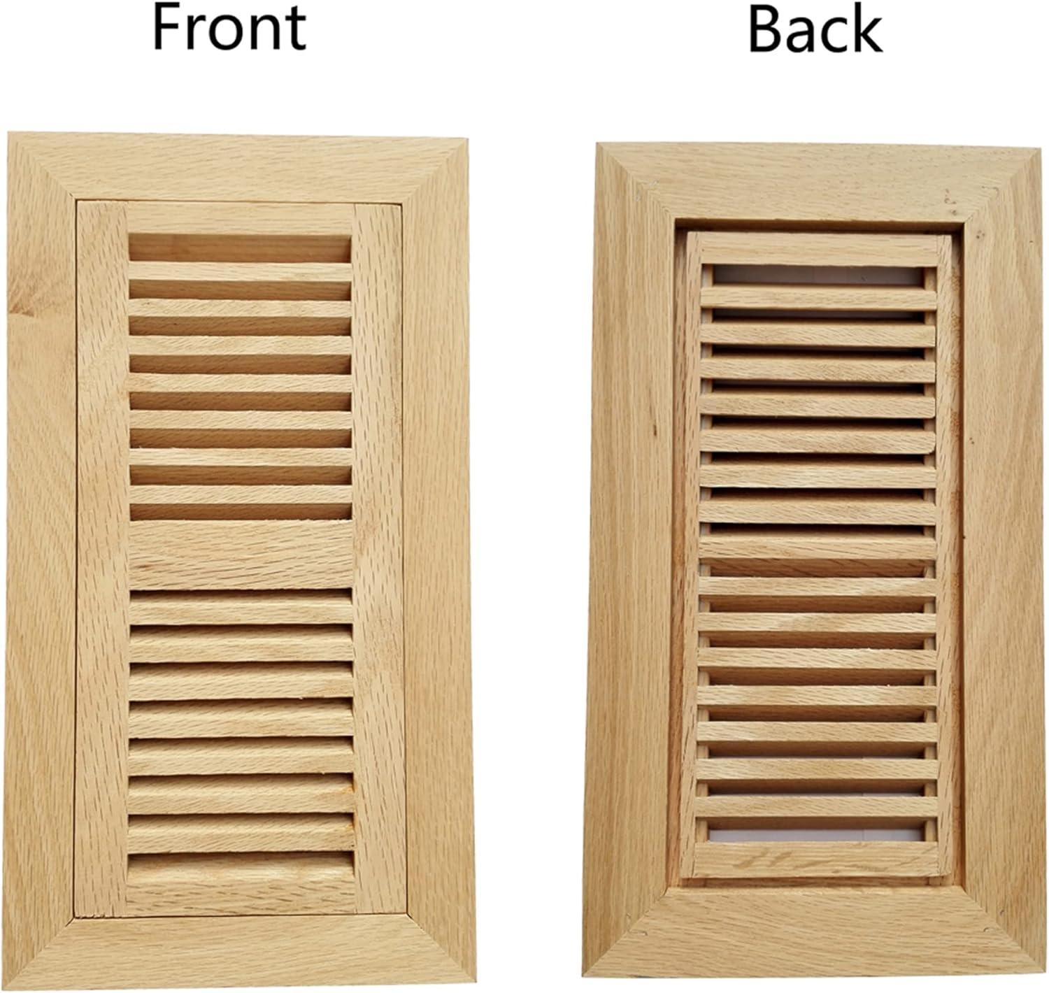 Hardwood White Oak Floor Register, Flush Mount with Frame, 4x10 Inch, Unfinished