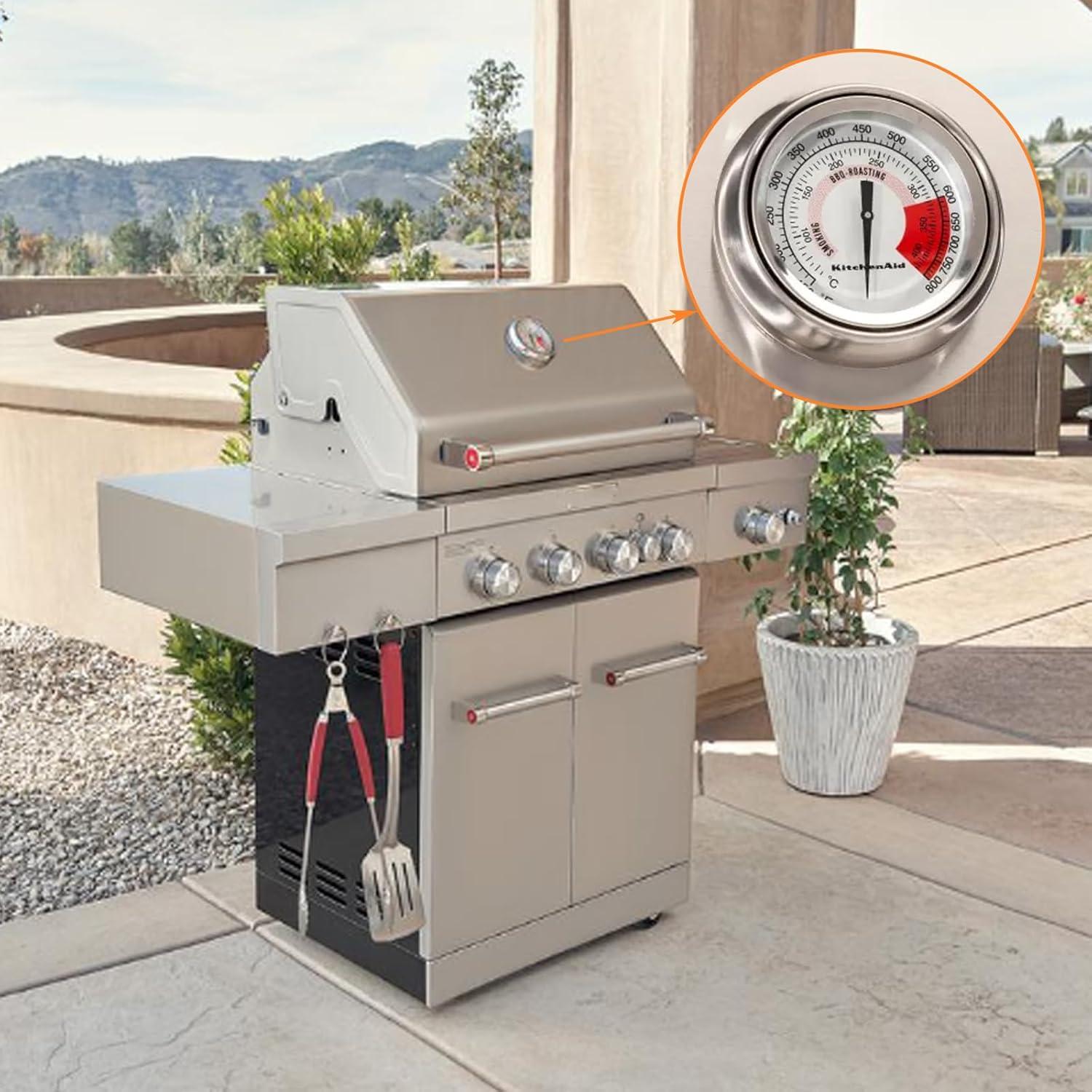 BBQ Grill Thermometer Heat Indicator Replacement Parts for Kitchenaid 720-0787D, 720-0819, 720-0745, 720-0733A, 720-0745B, 720-0826 - Compatible Barbeque Temperature Gauge Thermostat