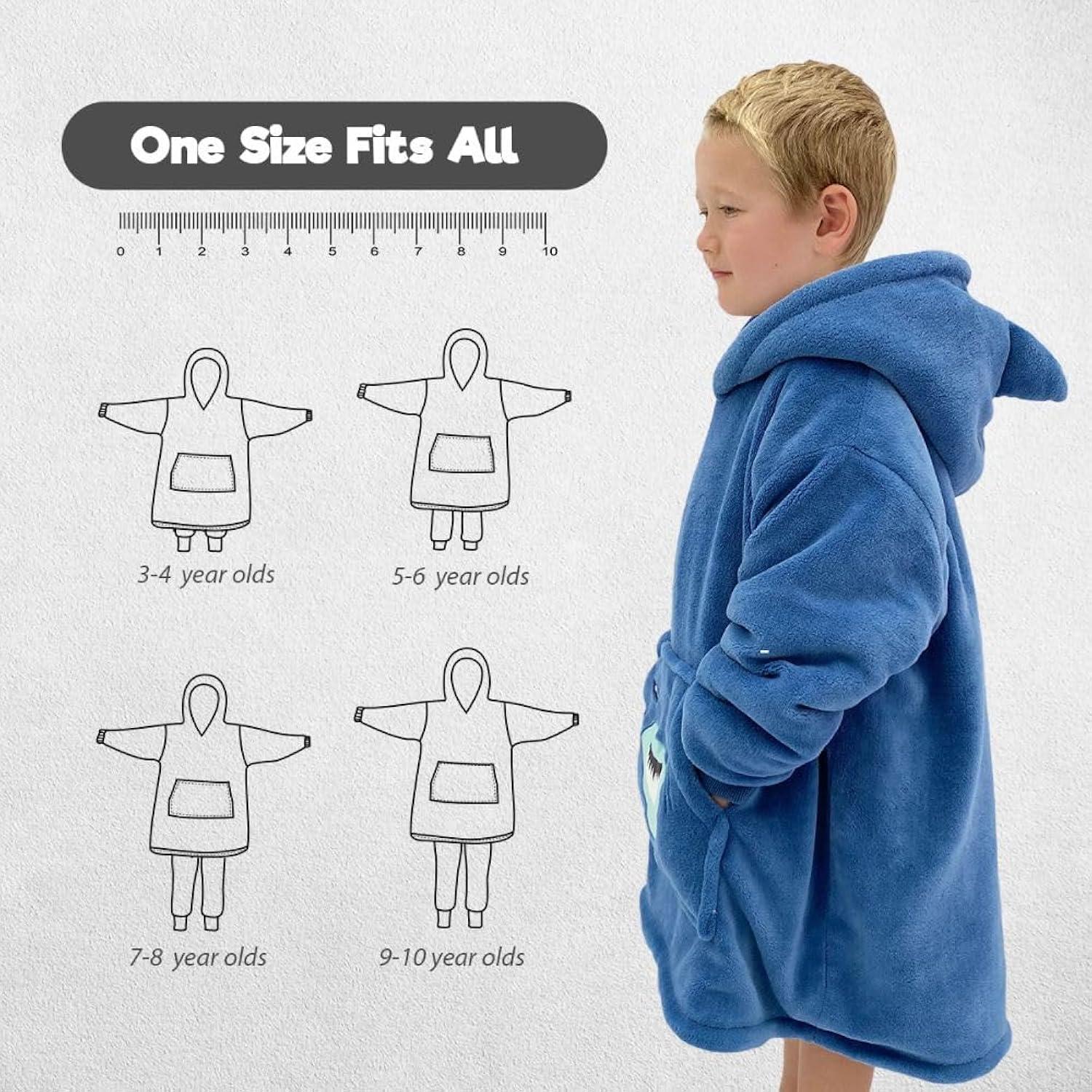 Wearable Animal Blanket Hoodie for Kids 3-10yr, Comfy Hooded Blanket for Girls and Boys, Toddler
