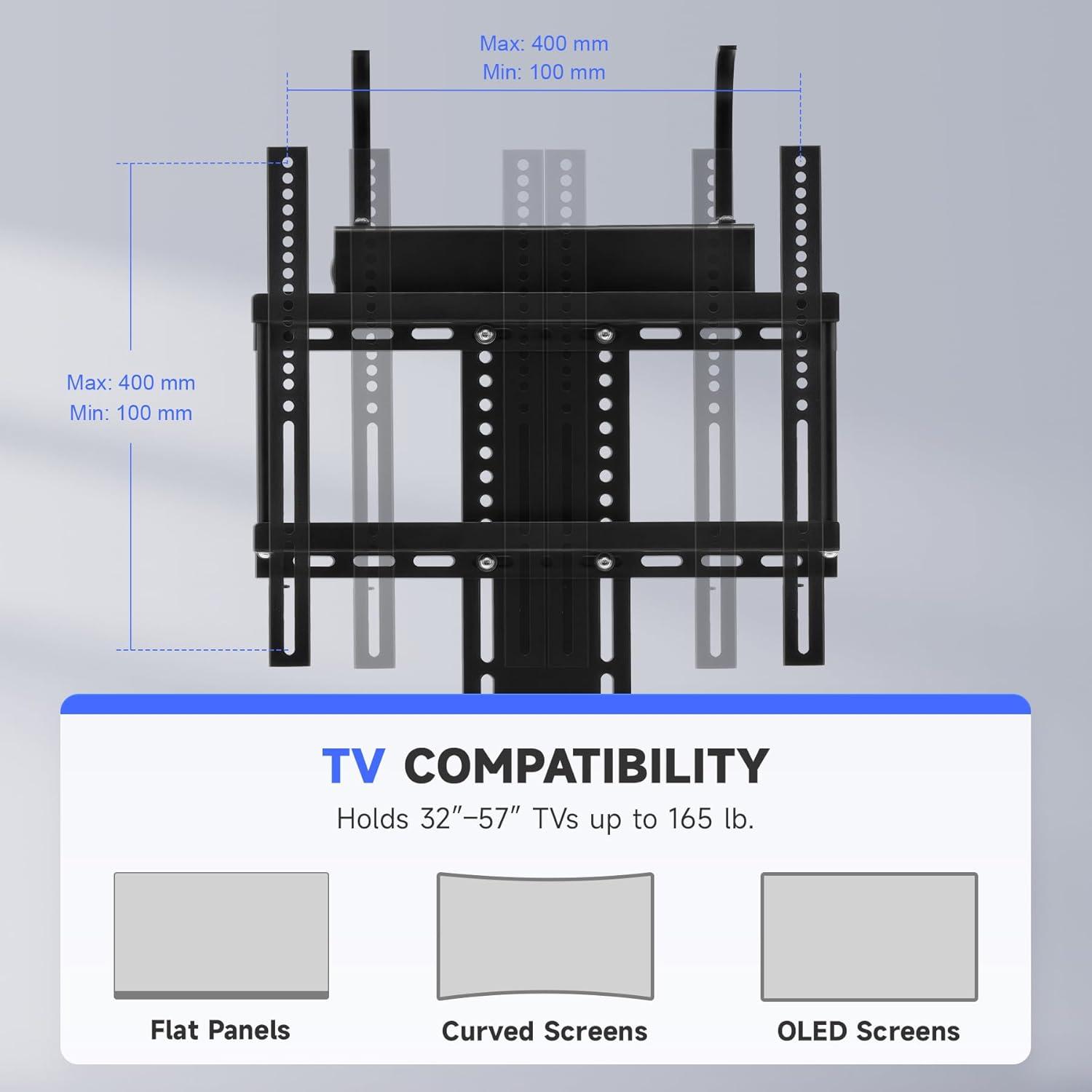 Black Motorized TV Lift for 32" to 70" TVs with Remote Control