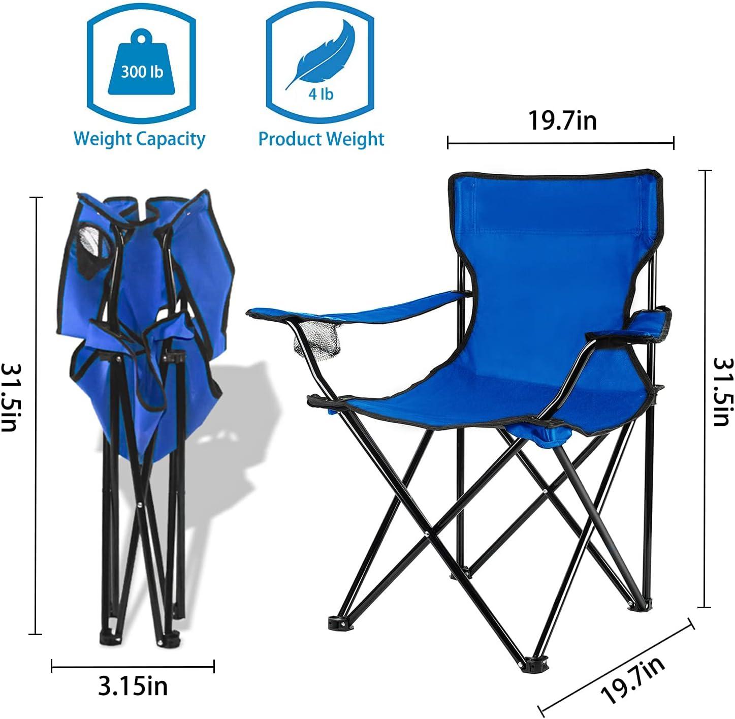 Blue Iron Frame Portable Folding Camping Chair with Storage Bag