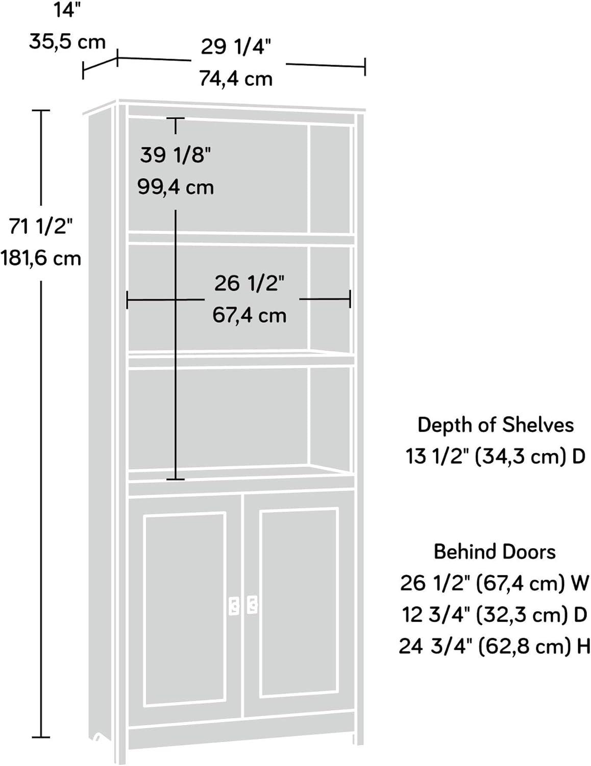 Soft White Adjustable Library Bookcase with Doors