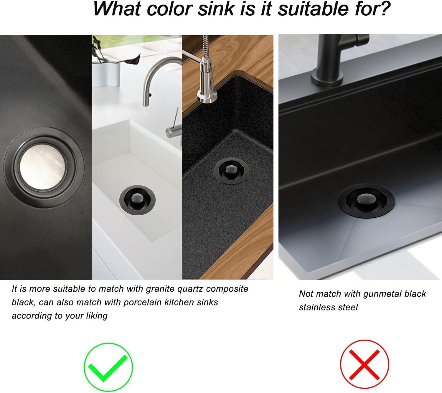 Black Stainless Steel Garbage Disposal Sink Flange and Stopper