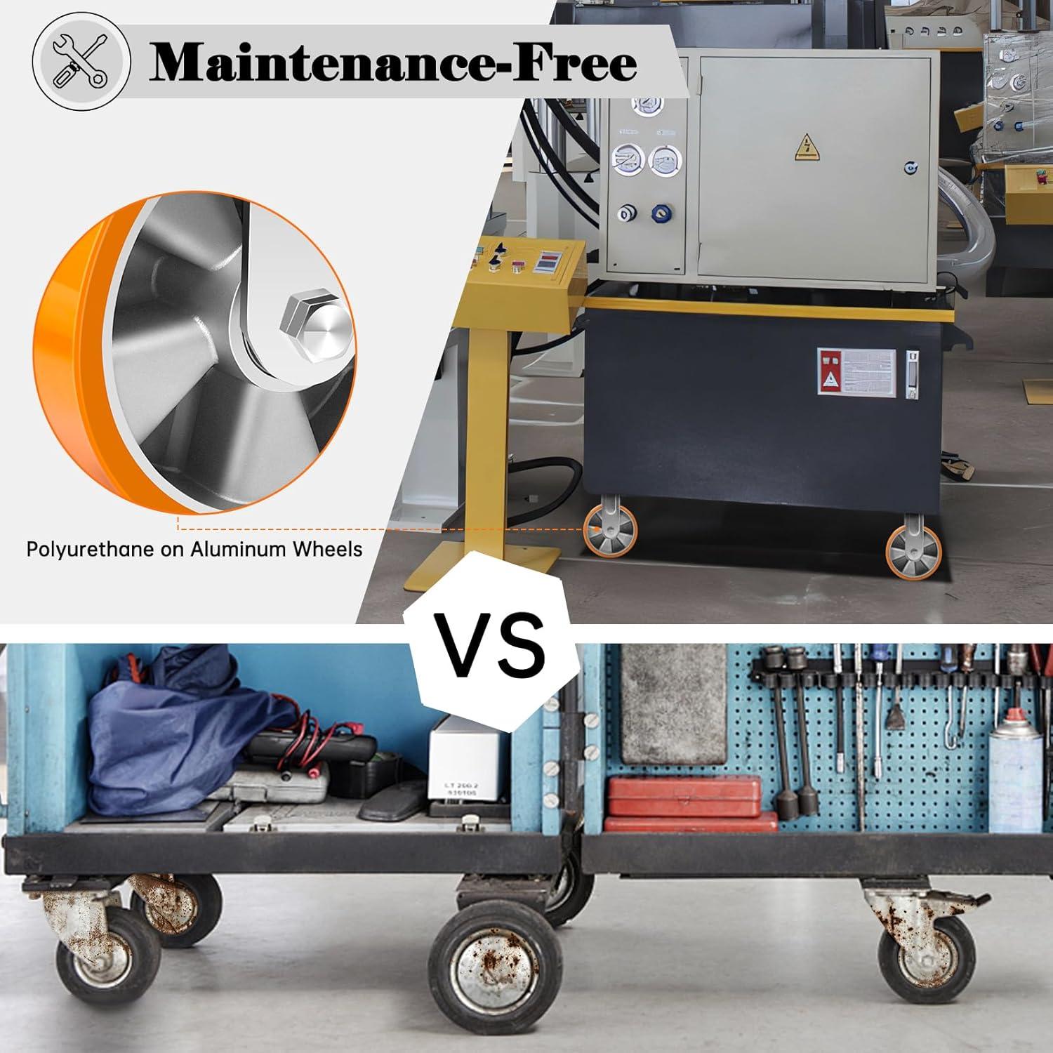 W B D WEIBIDA 6 Inch Industrial Fixed Casters (2 Pack), Maintenance-Free Polyurethane on Aluminum Wheels, Heavy Duty Casters Wheels 2500 Lbs, Industrial Rigid Casters for Hand Truck, Cabinet