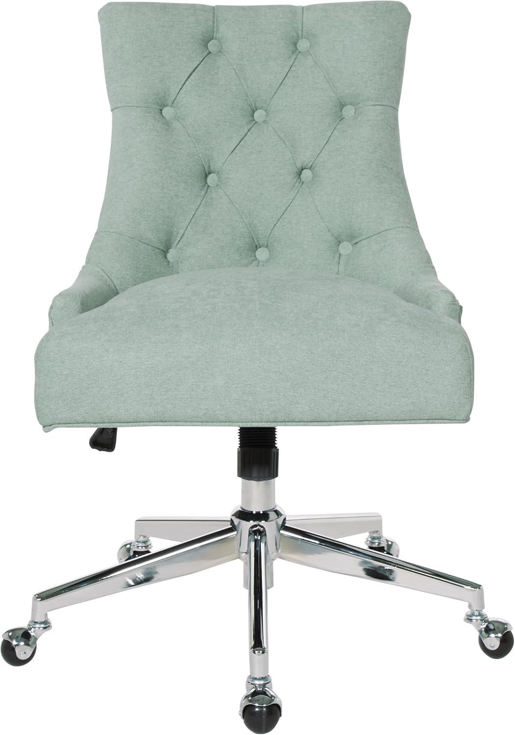 Amelia Office Chair in Mint Blue Fabric with Chrome Base