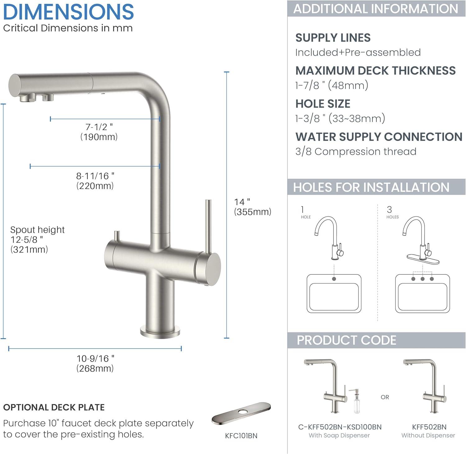 KIBI KFF502BN KIBI Circular 2-in-1 Single Hole Pull Out Kitchen Faucet
