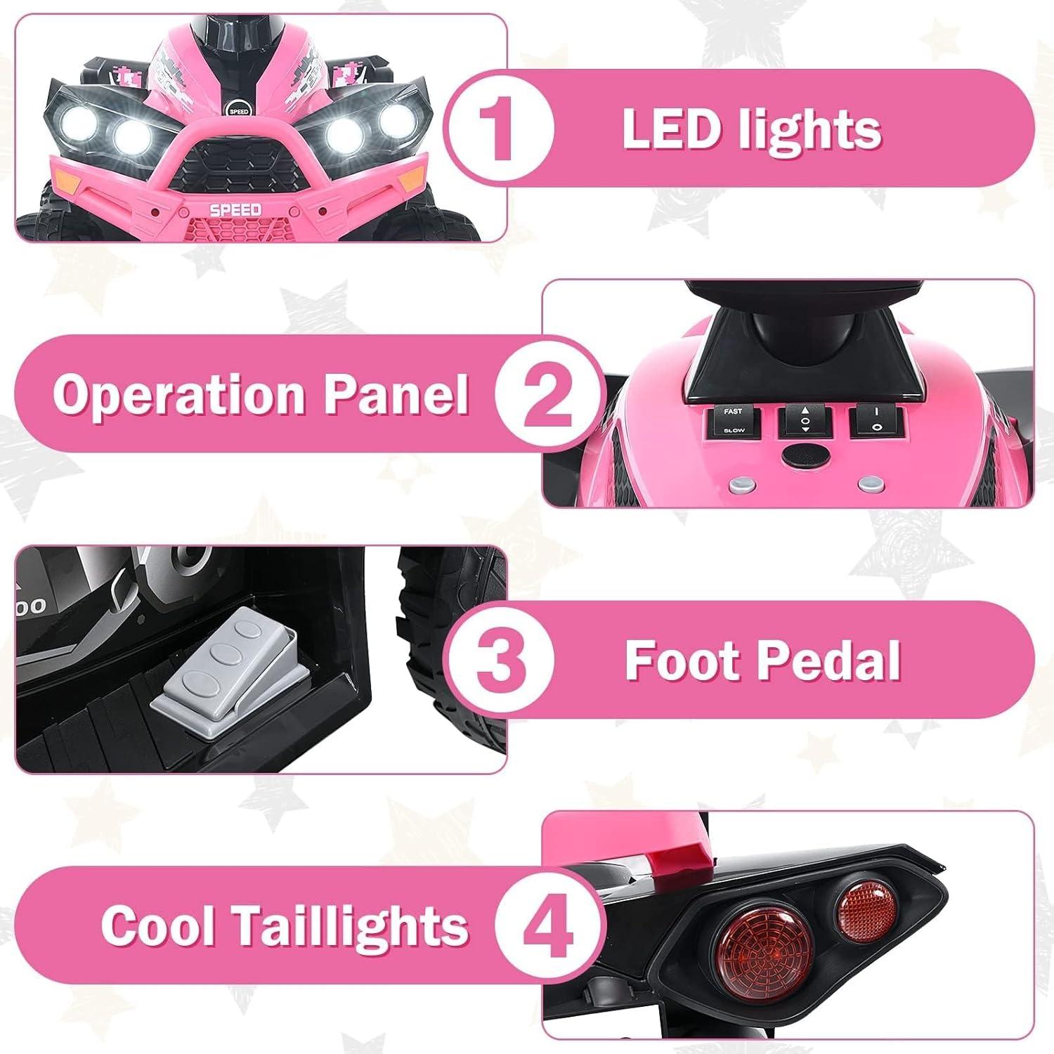 Infans 12V Battery Powered Kids Ride On ATV Electric 4-Wheeler Quad Car w/ MP3 & Light