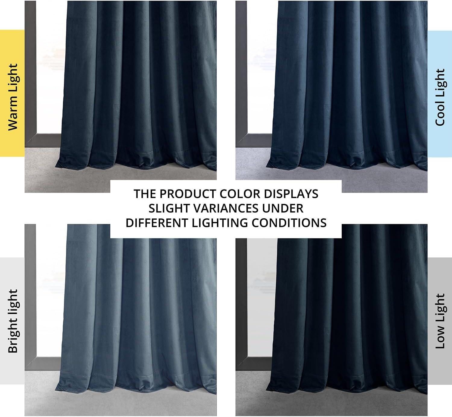Half Price Drapes Signature Midnight Blue French Pleat Velvet Blackout Curtains(1 Panel), 50WX 120L