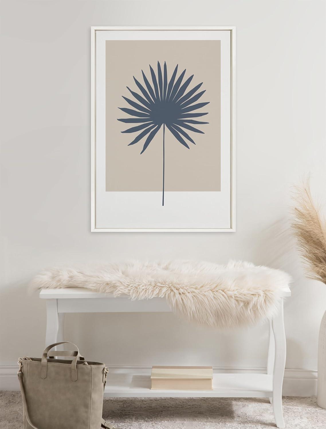 Kate & Laurel All Things Decor 23"x33" Sylvie Muted Tan and Blue Colorblock Botanical Palm Wall Art by The Creative Bunch Studio White