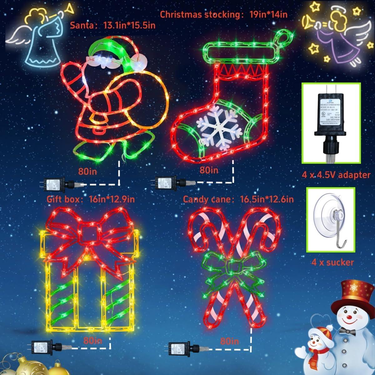 Multi-Color LED Christmas Window Silhouette Lights Set