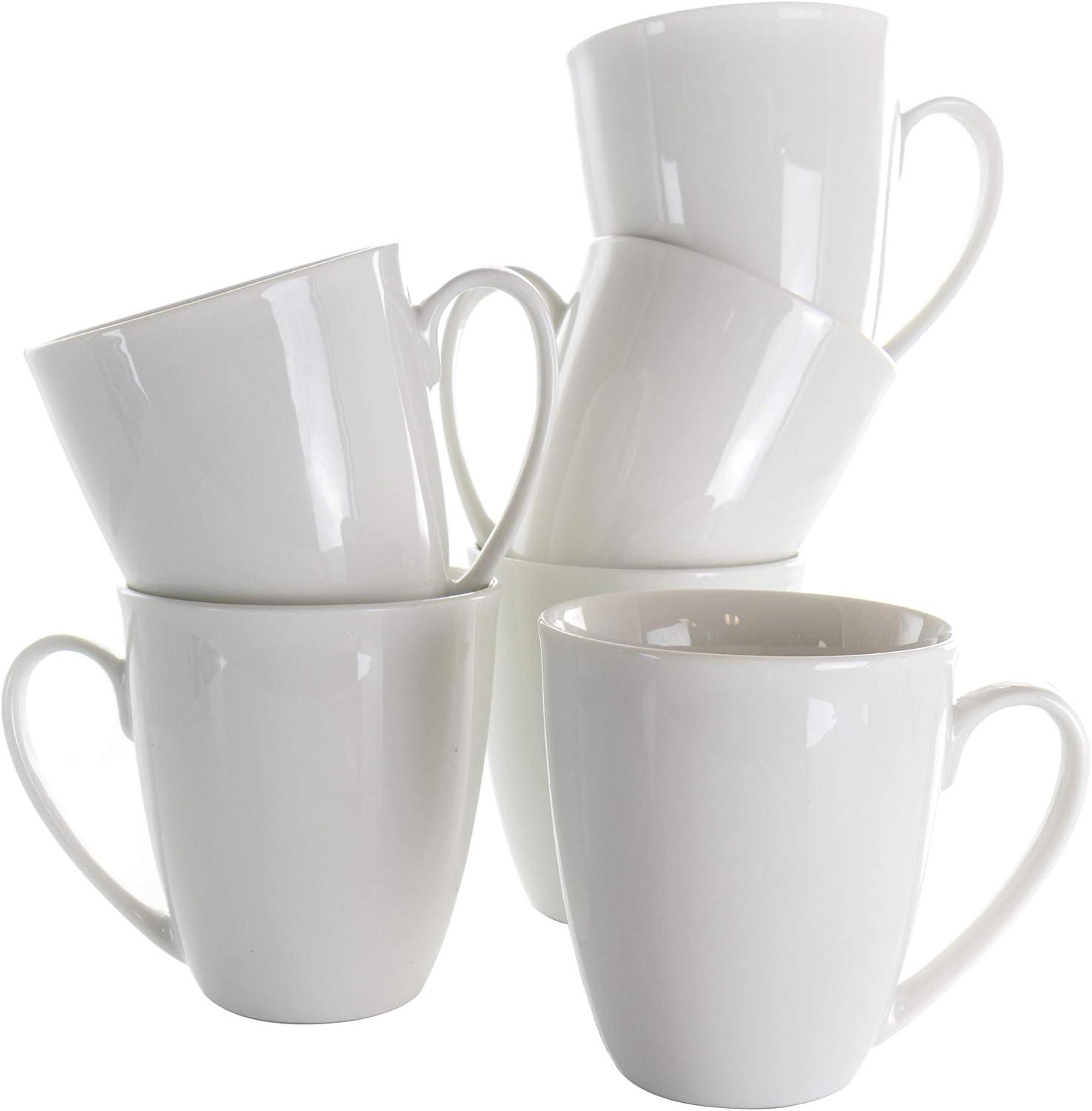 Elama Rosales 6 Piece 12 Ounce Porcelain Mug Set in White