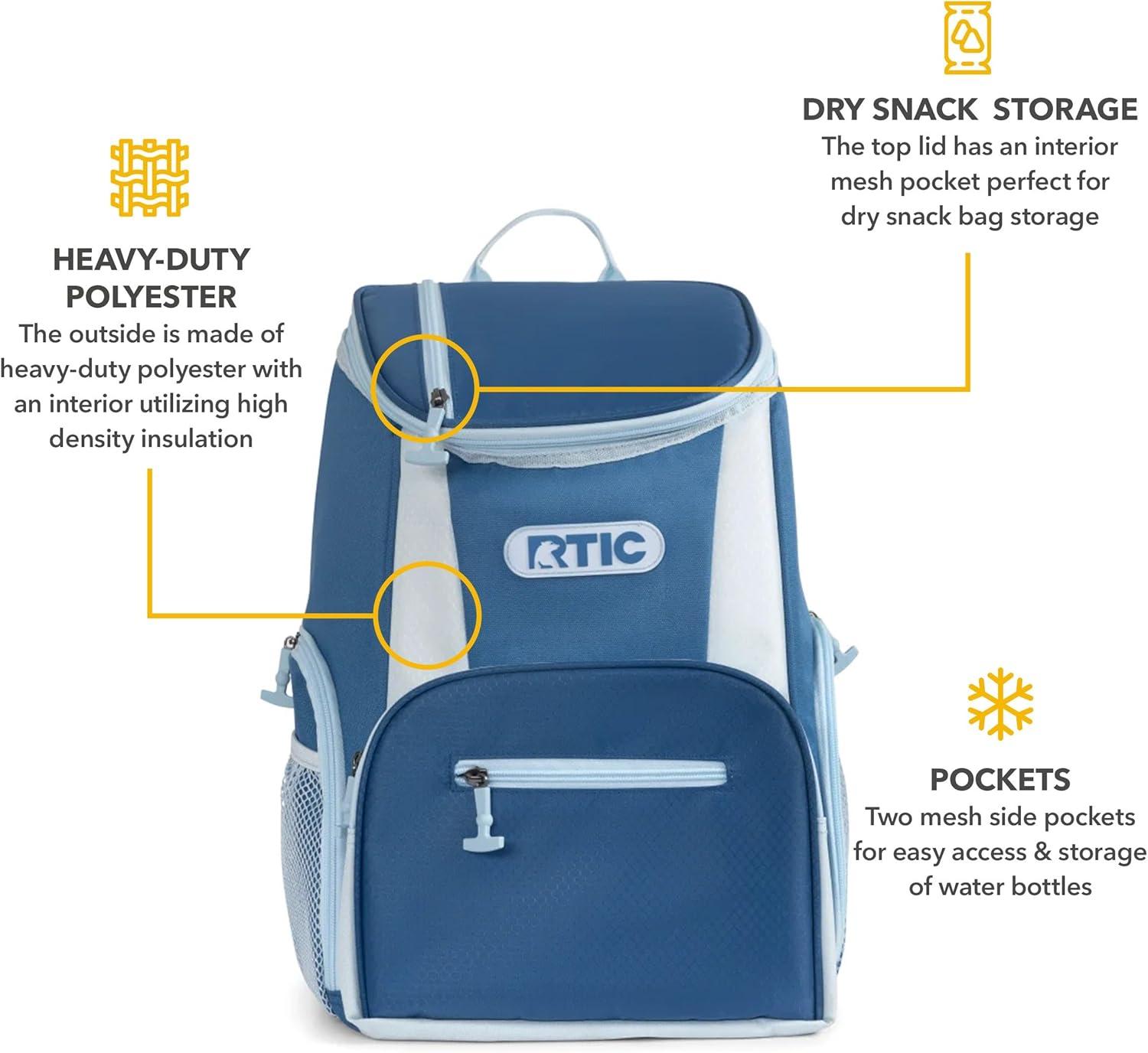 RTIC 15 Can Lightweight Backpack Insulated Cooler with Pockets, Pond