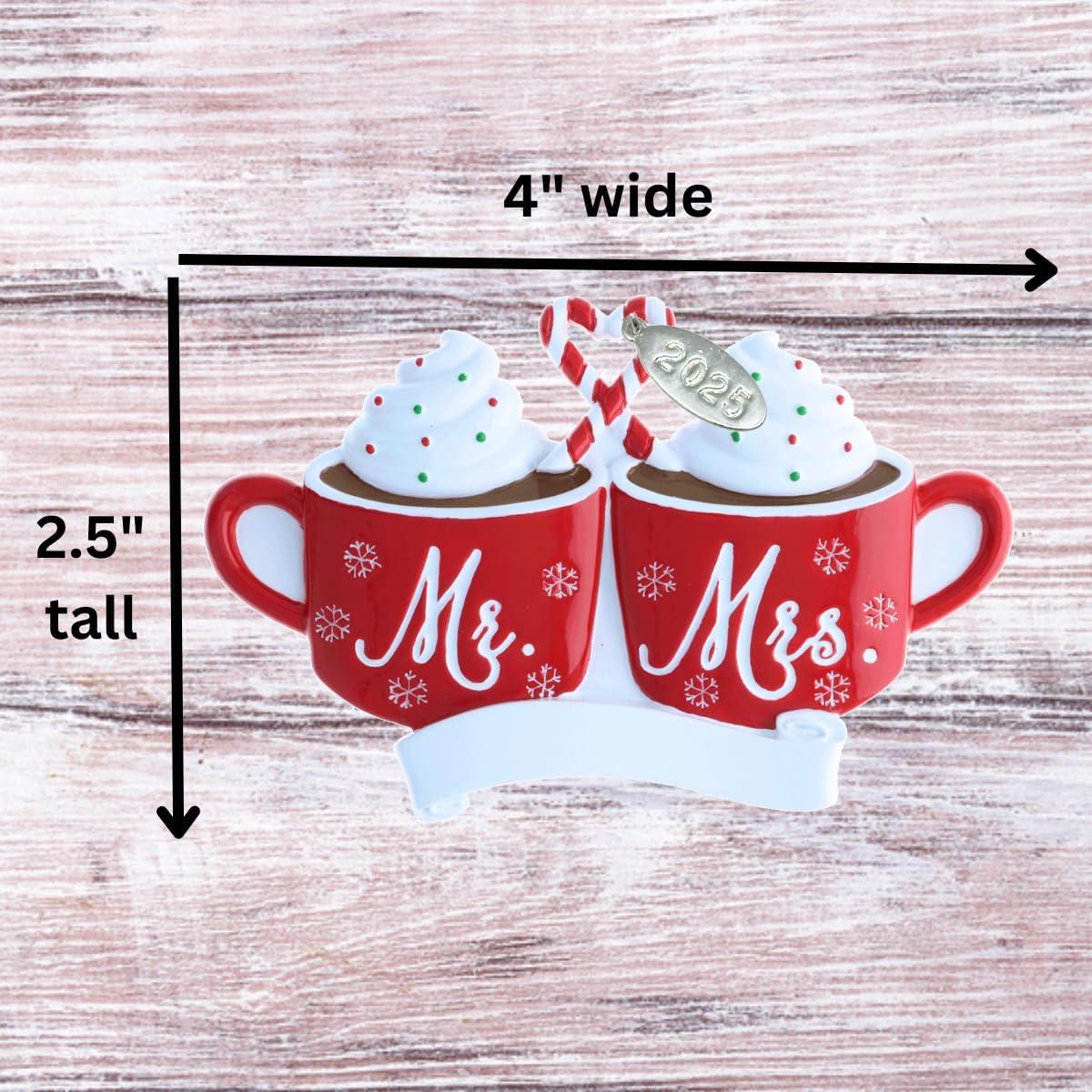 Our First Christmas Ornament, Wedding Gifts for Couples 2023, Just Married with Mr and Mrs, Cute Hot Cocoa Design, Couples First Christmas Ornament in Gift Box