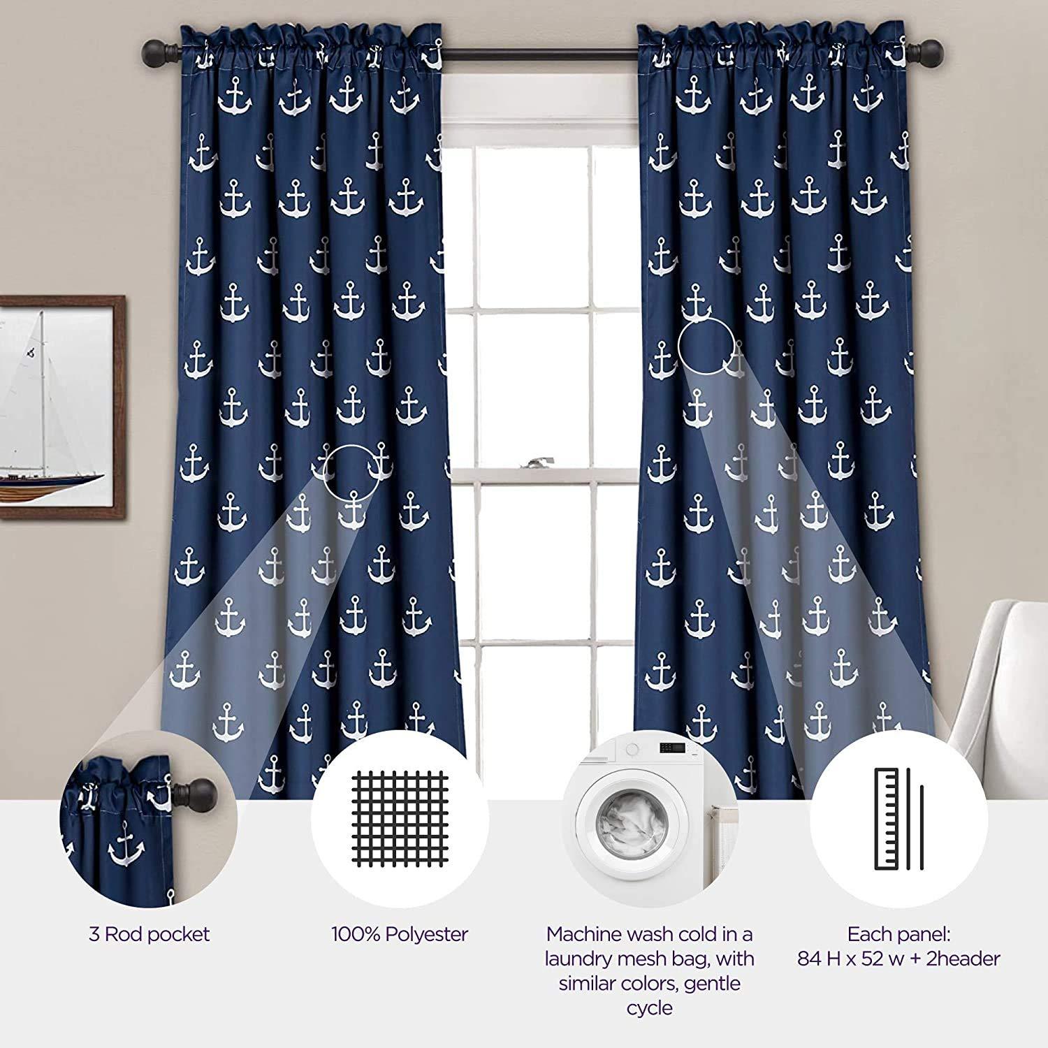 Lush Decor Anchor Polyester Room Darkening Curtain Pair (Set of 2)