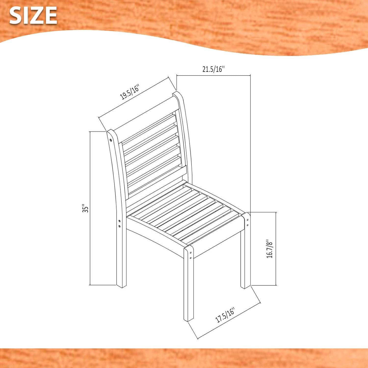 Amazonia 2-Piece Stackable Eucalyptus Outdoor Chair Set without Arms, Brown