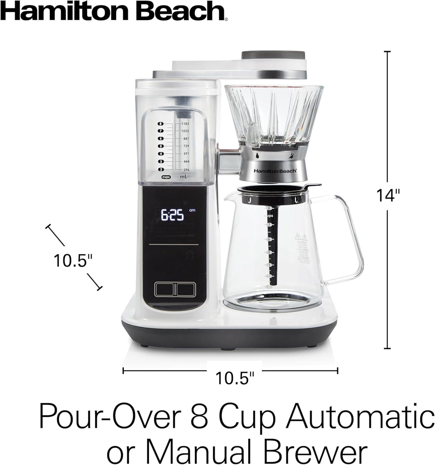 Hamilton Beach® Convenient Craft Automatic or Manual Pour-Over 8-Cup Coffee Maker with 5 Strengths and Integrated Scale