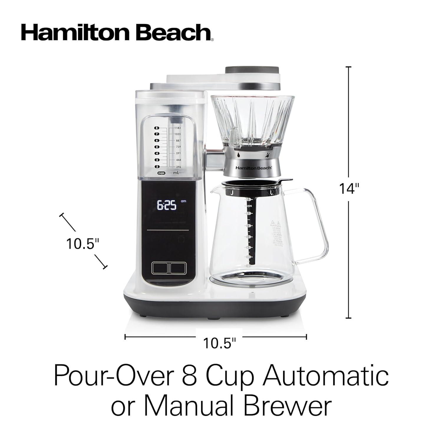 Hamilton Beach 46700 Hamilton Beach® Convenient Craft Automatic or Manual Pour-Over 8-Cup Coffee Maker with 5 Strengths and Integrated Scale