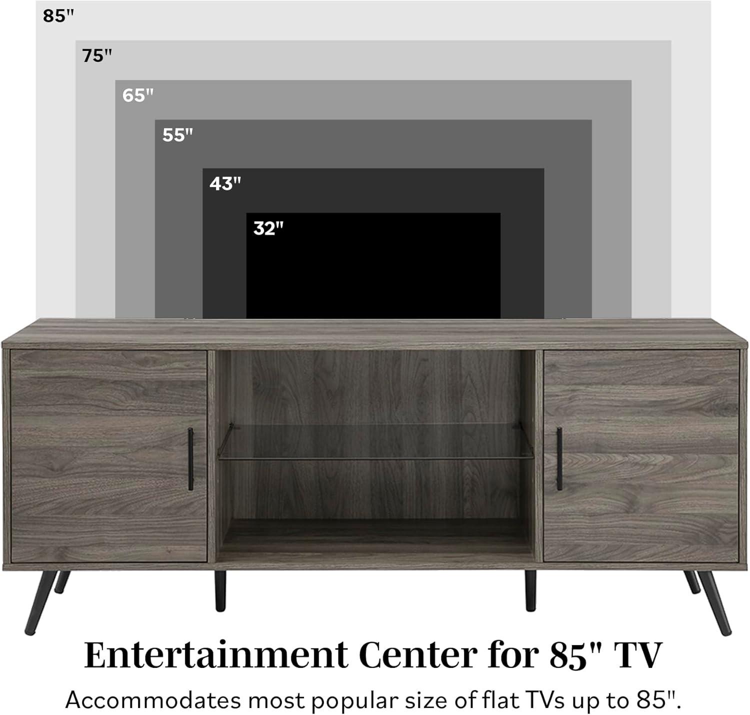 Walker Edison Mid Century 2-Door TV Stand for TVs Up to 68", Slate Grey