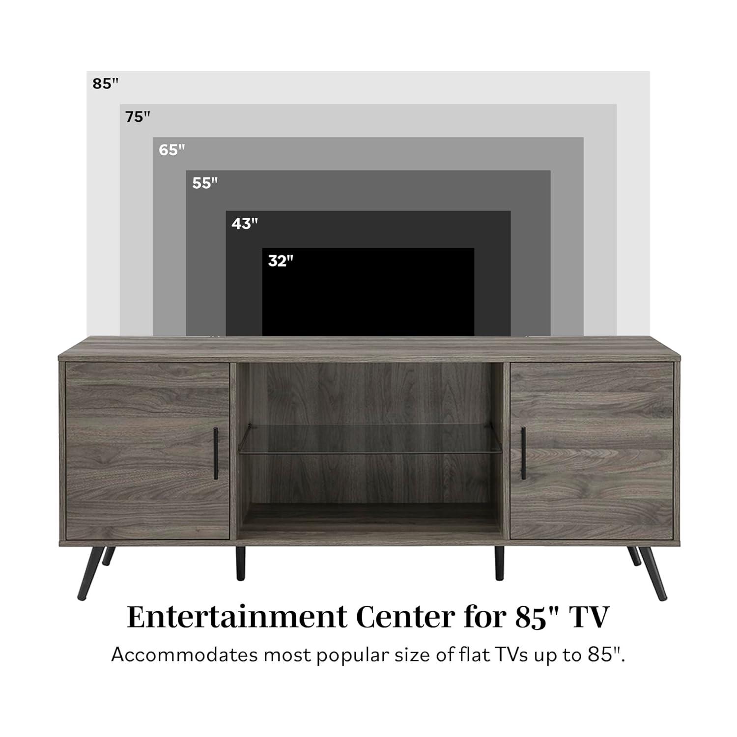 Walker Edison Mid Century 2-Door TV Stand for TVs Up to 68", Slate Grey