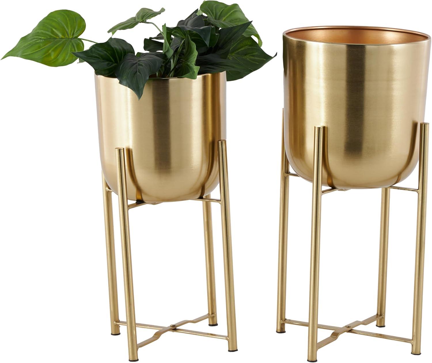 CosmoLiving by Cosmopolitan 2 - Piece Metal Dome Indoor Outdoor Planter with Removable Stand Set