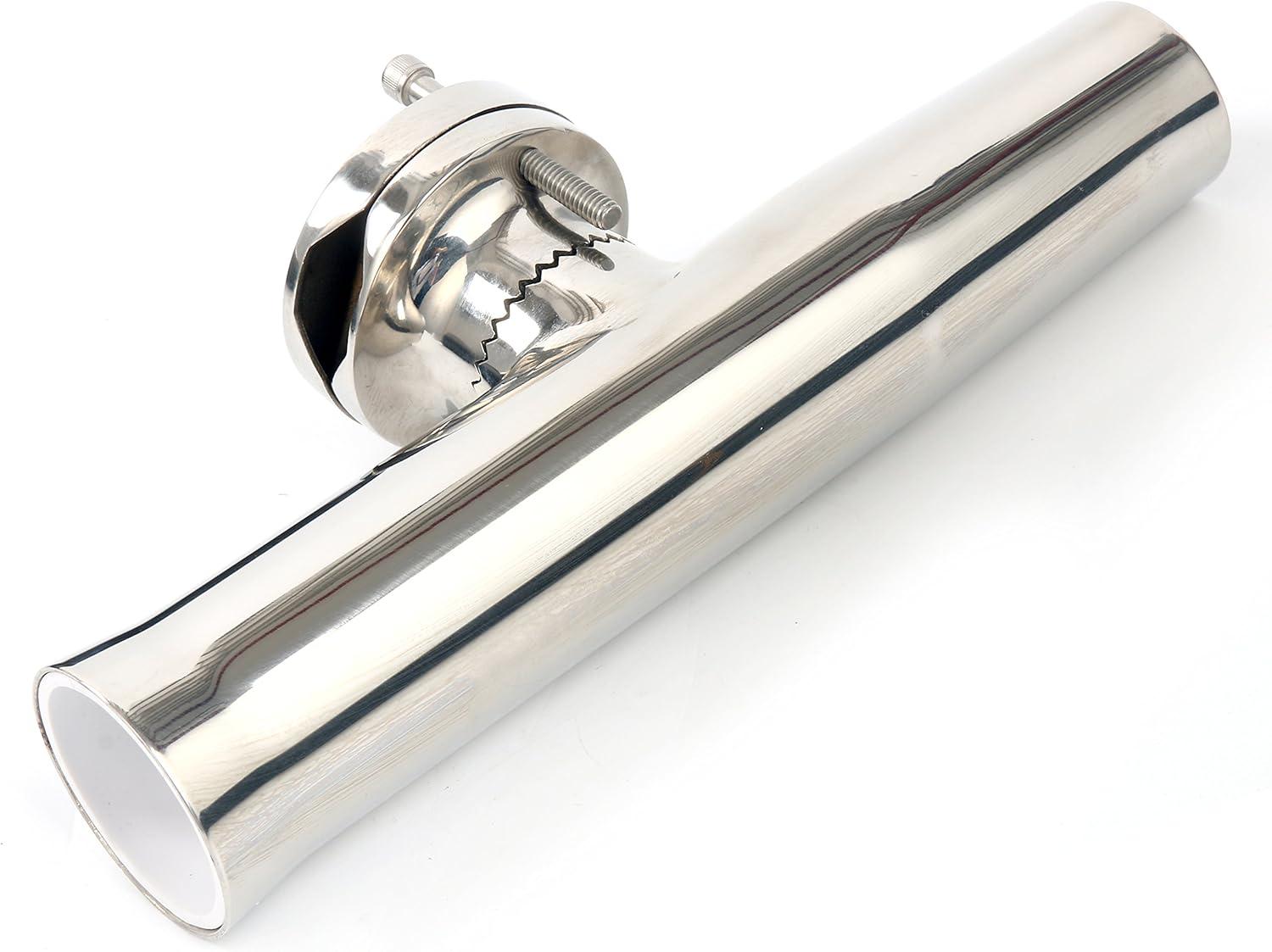 Amarine Made 2Pcs Fishing Rod Holder, Stainless Tournament Style Clamp on Rod Holder, Rail Mount Fishing Pole Holder for Rails 1-1/4" to 2"