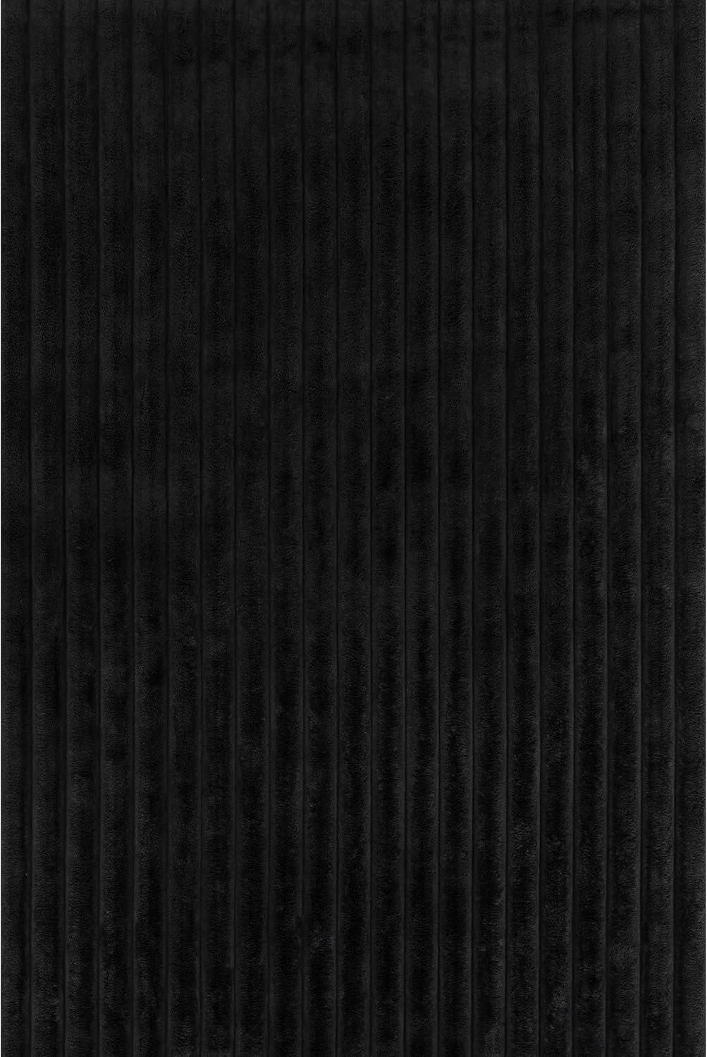 Nuloom Kai Cozy Plush Stripe Faux Rabbit Pet Friendly Premium Machine Washable Area Rug, 5' x 8', Charcoal