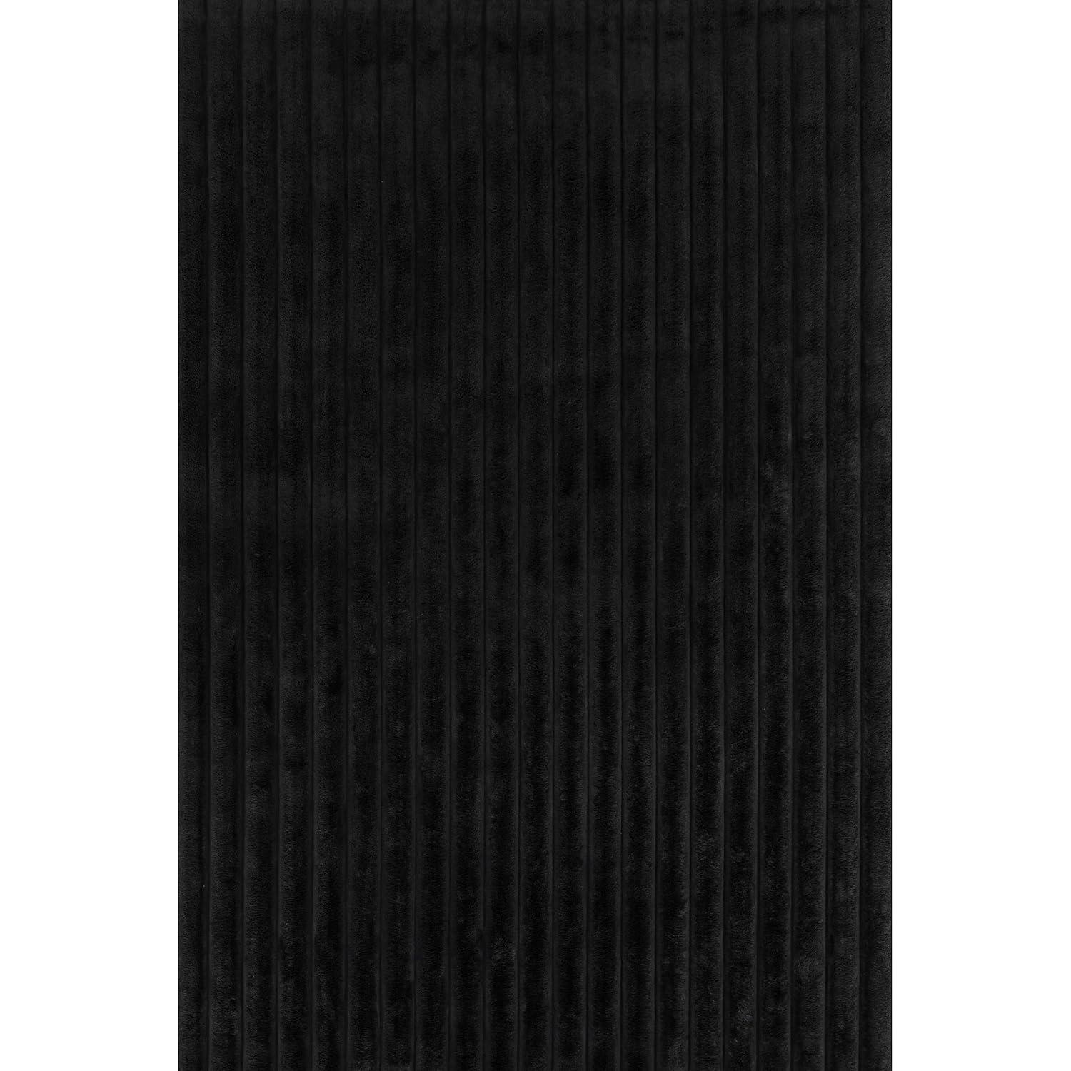 Nuloom Kai Cozy Plush Stripe Faux Rabbit Pet Friendly Premium Machine Washable Area Rug, 5' x 8', Charcoal