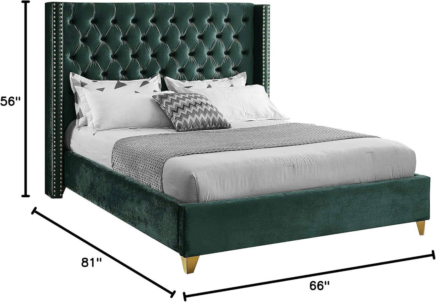 Meridian Furniture Barolo Green Velvet Full Bed