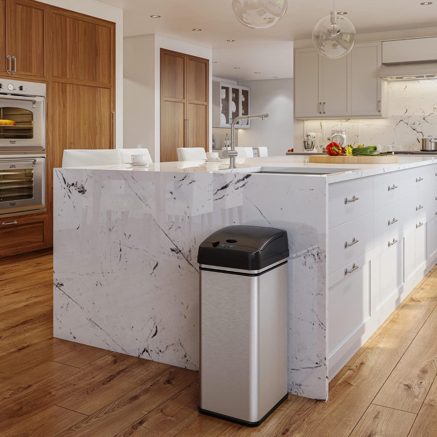 iTouchless Acute Touchless Stainless Steel 13 Gallon Motion Sensor Trash Can
