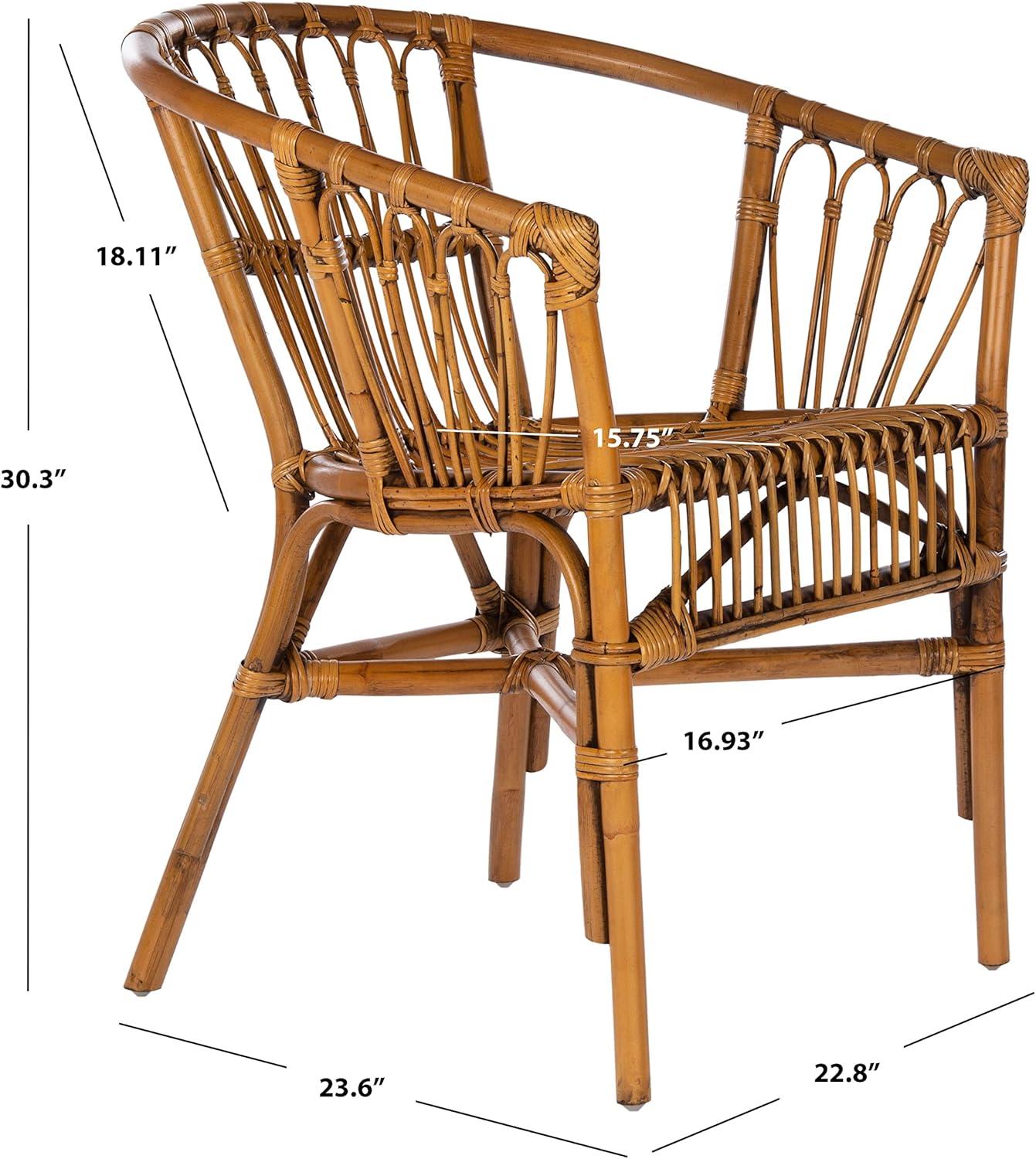 Adriana Rattan Accent Chair - Set of 2 - ACH6505 - Honey Brown Wash - Safavieh