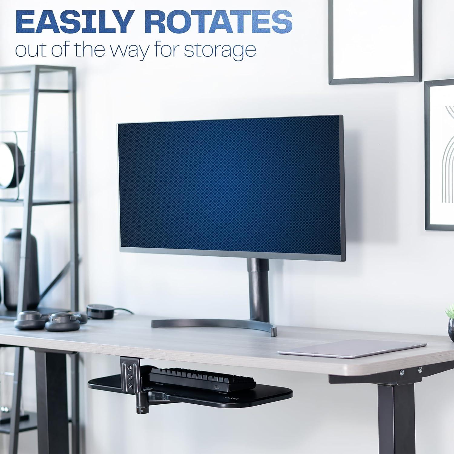 Vivo VIVO Black 23 x 10 inch Screw-In Rotating Computer Keyboard and Mouse Tray