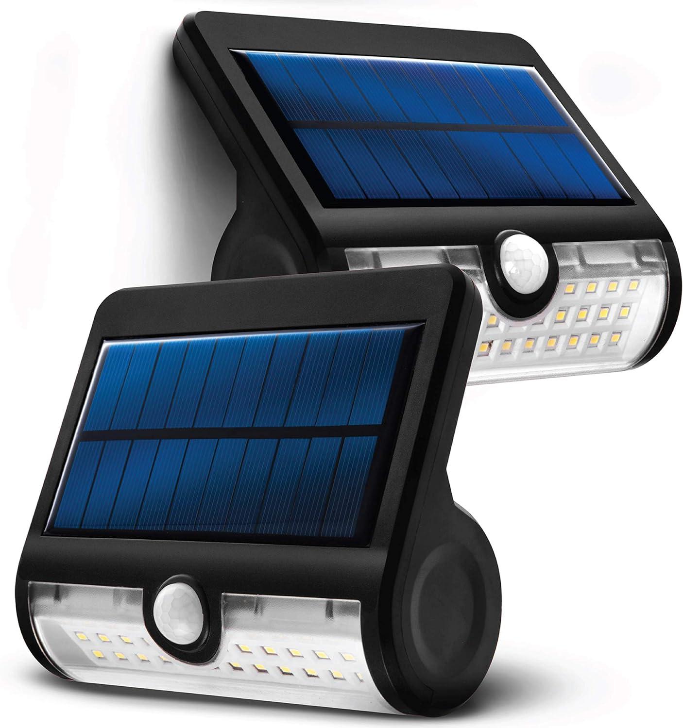 Home Zone Security 1 - Head LED Solar Powered Dusk to Dawn Outdoor Security Wall Pack with Motion Sensor (Set of 2)