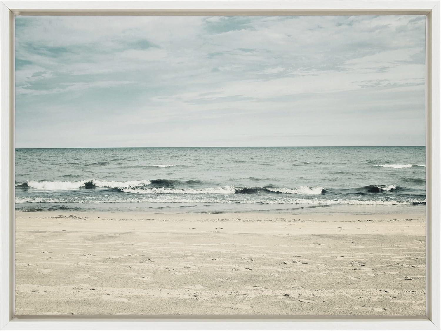 Kate and Laurel Sylvie Beach 2 Framed Canvas by Emiko and Mark Franzen of F2Images, 18x24, White