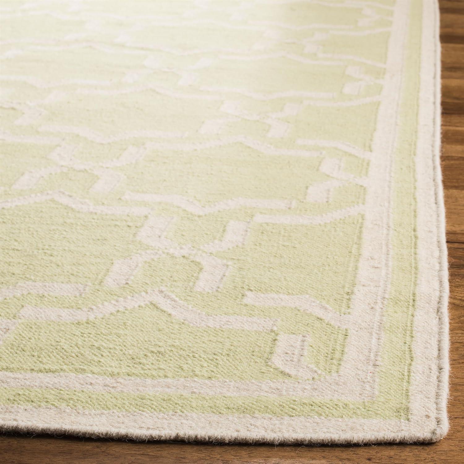 SAFAVIEH Dhurries Myles Geometric Area Rug, Light Green/Ivory, 6' x 6' Square