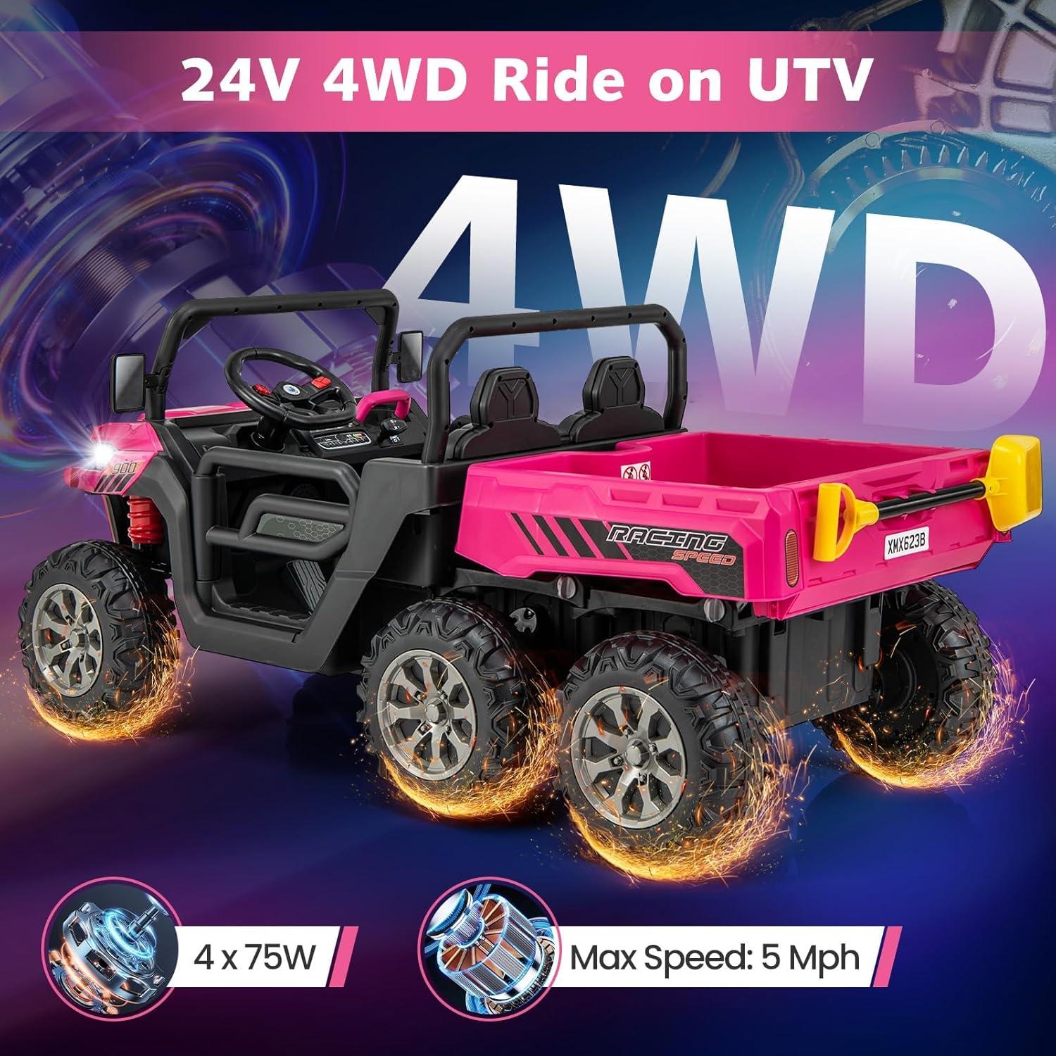 Himimi Delia Himimi 24 Voltage  Ride On Dump Truck, 2 Seater Kids UTV with Electric Dump Bed, Remote Control