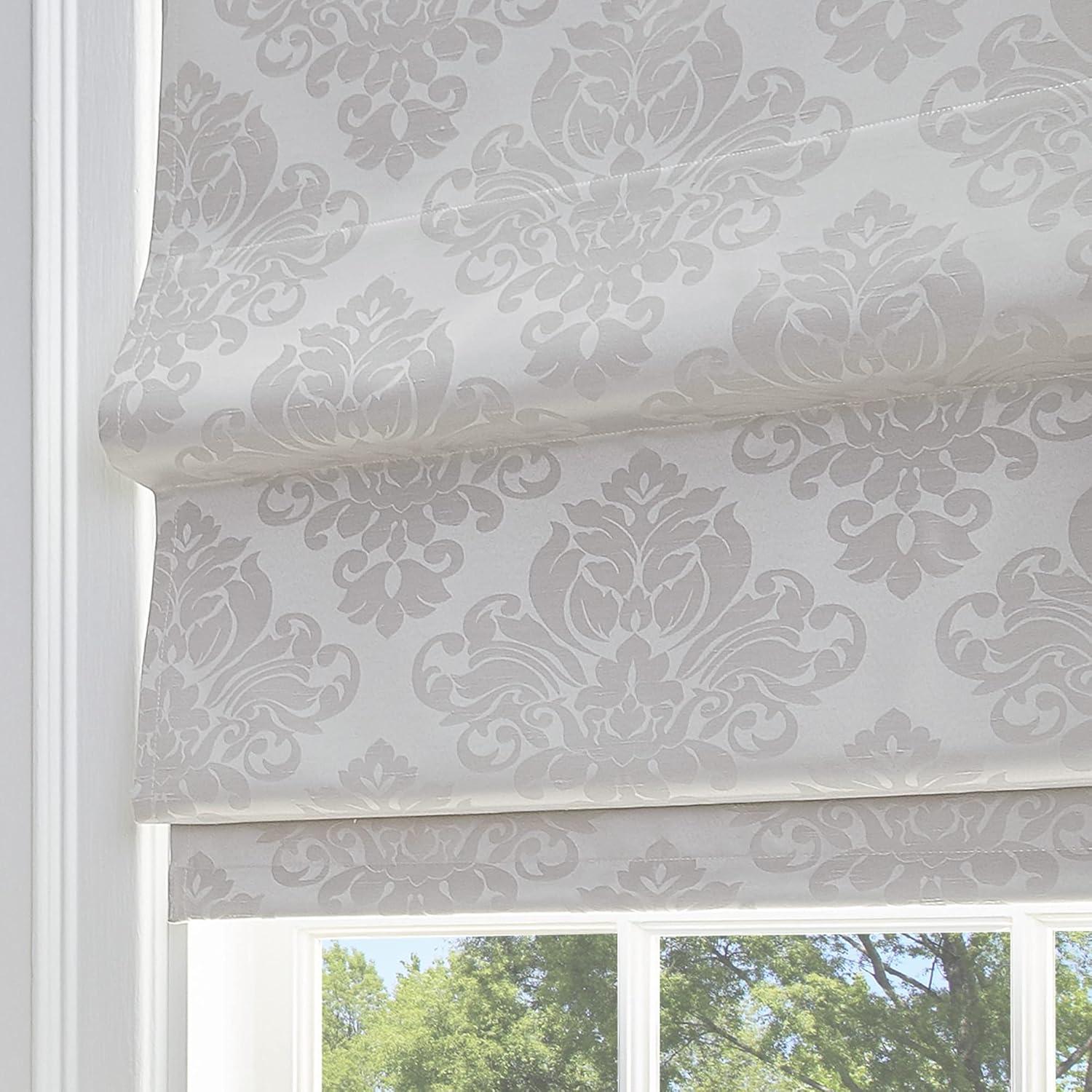 CHF Industries Damask Room Darkening Roman Shade 30 - 39 Inches Linen 34"W X 64"L