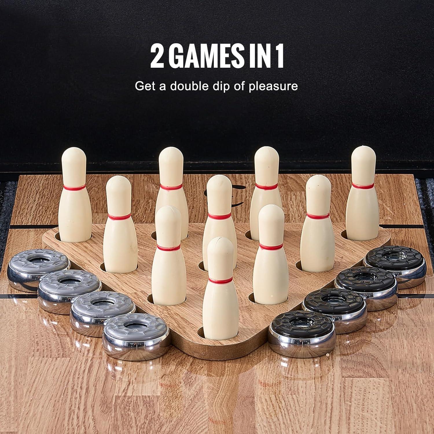 VEVOR Shuffleboard Table 2 in 1 Shuffleboard and Bowling Combo Game Set