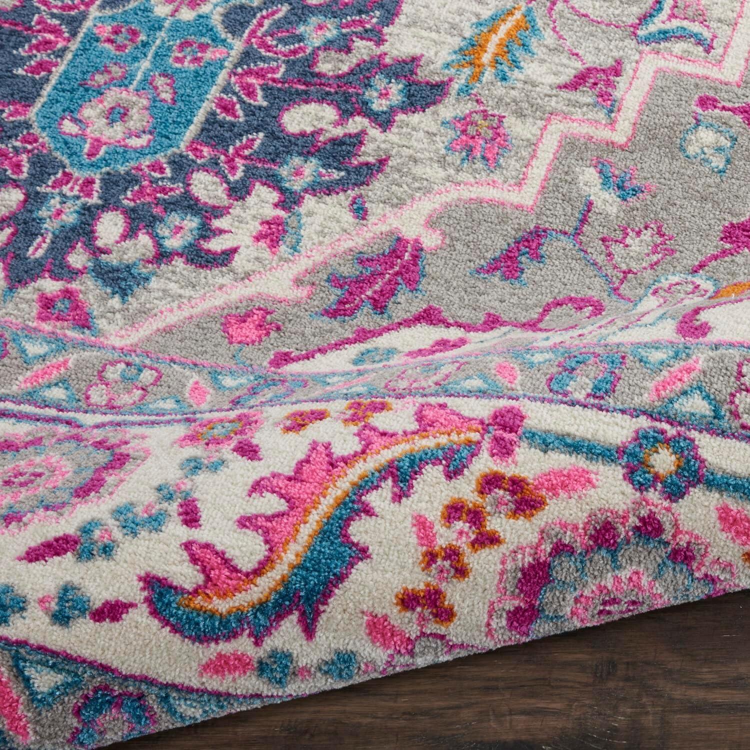 Nourison Passion Colorful Center Medallion Area Rug Light Grey/Pink 8' x 10'