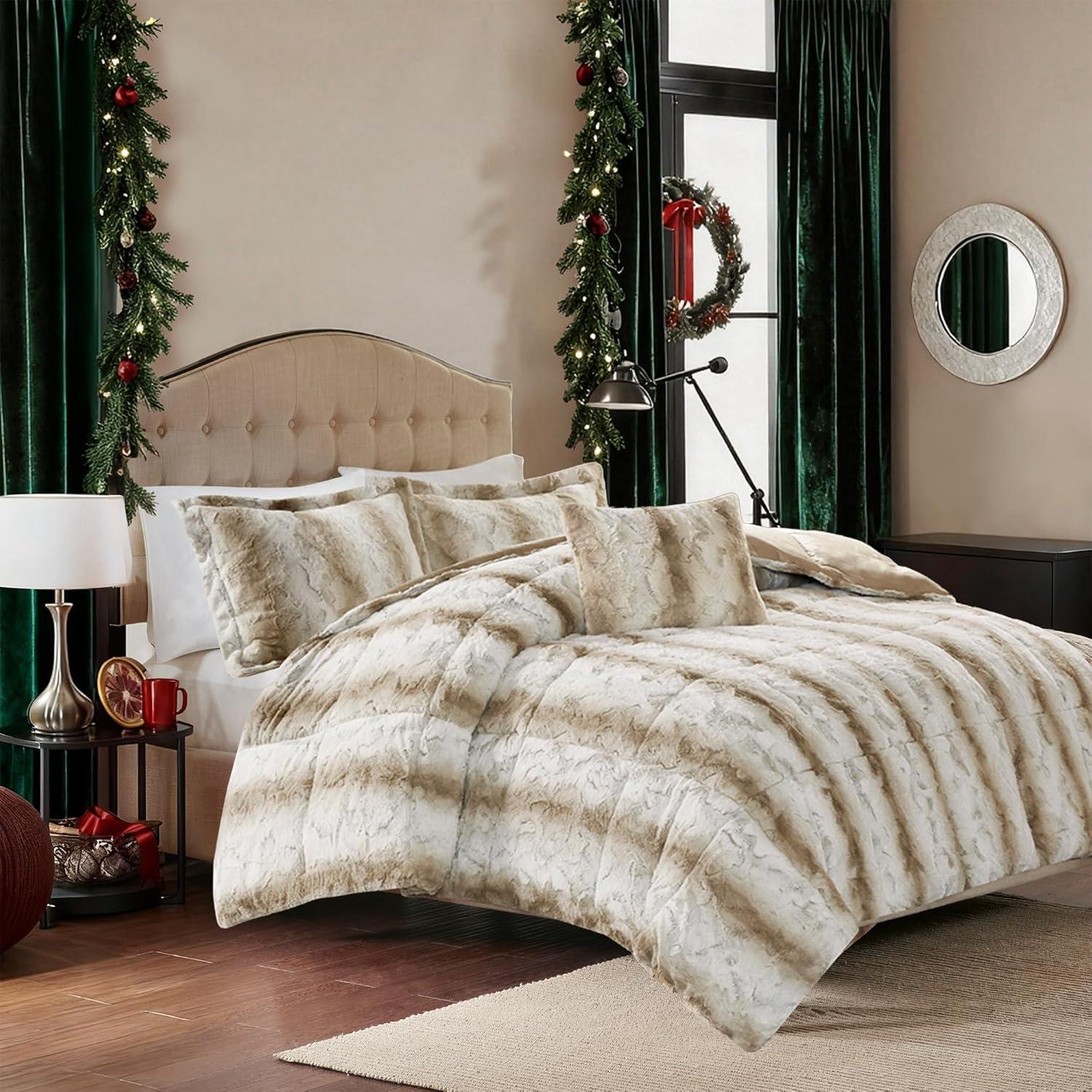 Madison Park Zuri Faux Fur Ultra-Soft Luxury Comforter Set